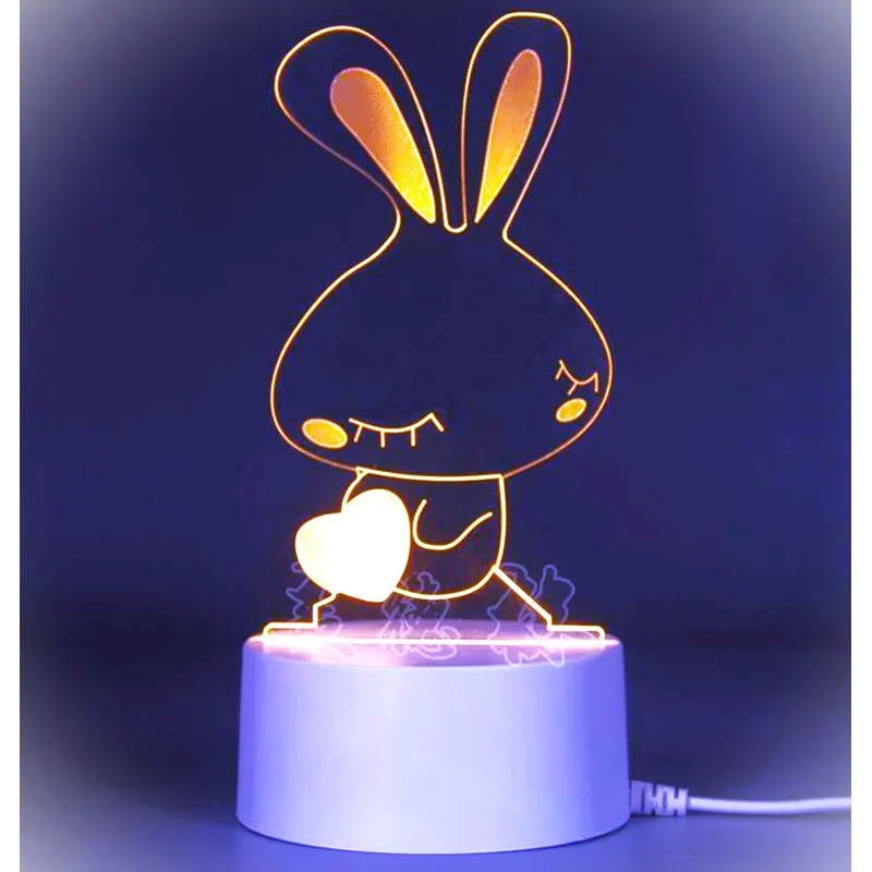 GENERICO - REGALO - LAMPARA 3D SIETE COLORES CON CAJA PARA PILAS Y CABLE USB