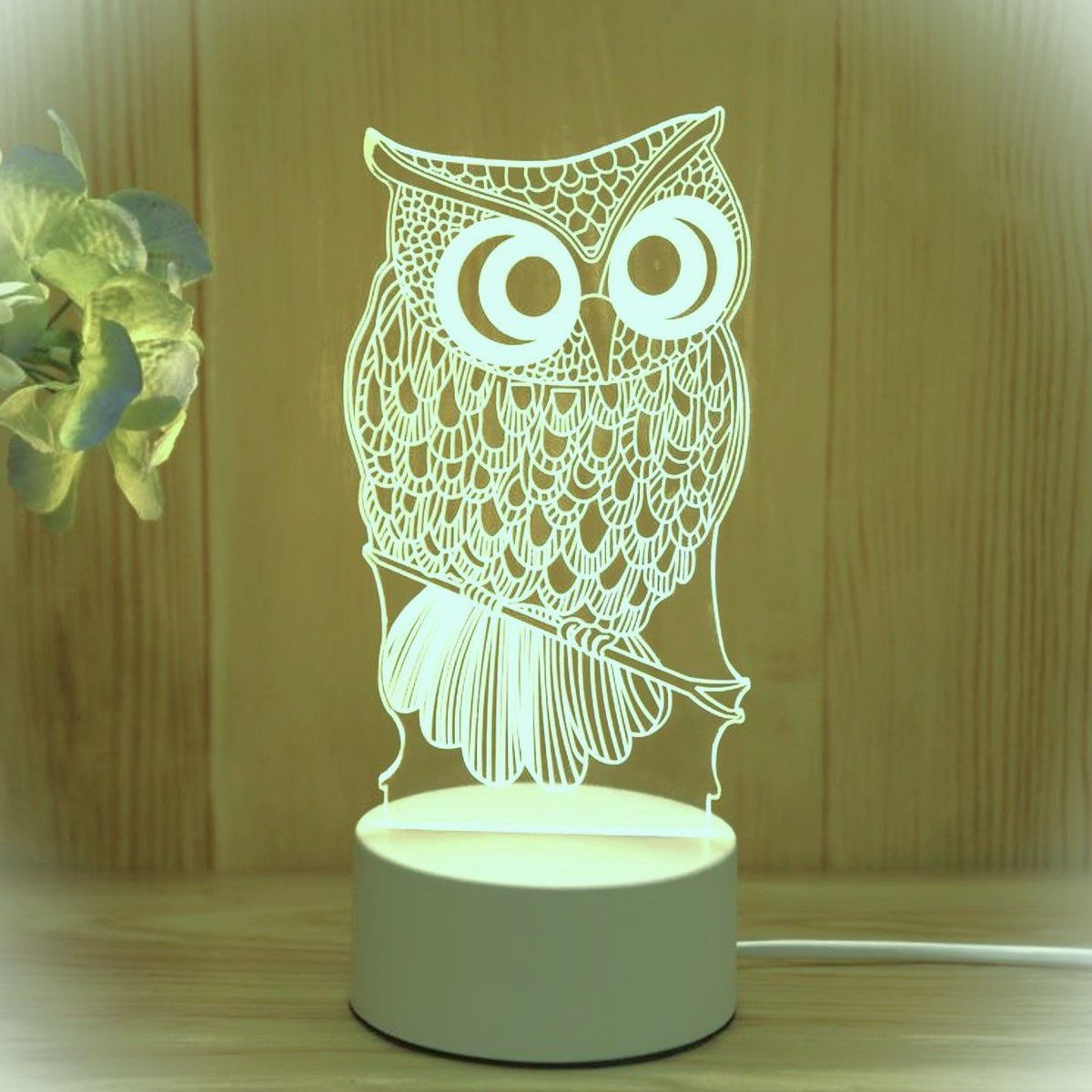 GENERICO - REGALO - LAMPARA 3D SIETE COLORES CON CAJA PARA PILAS Y CABLE USB