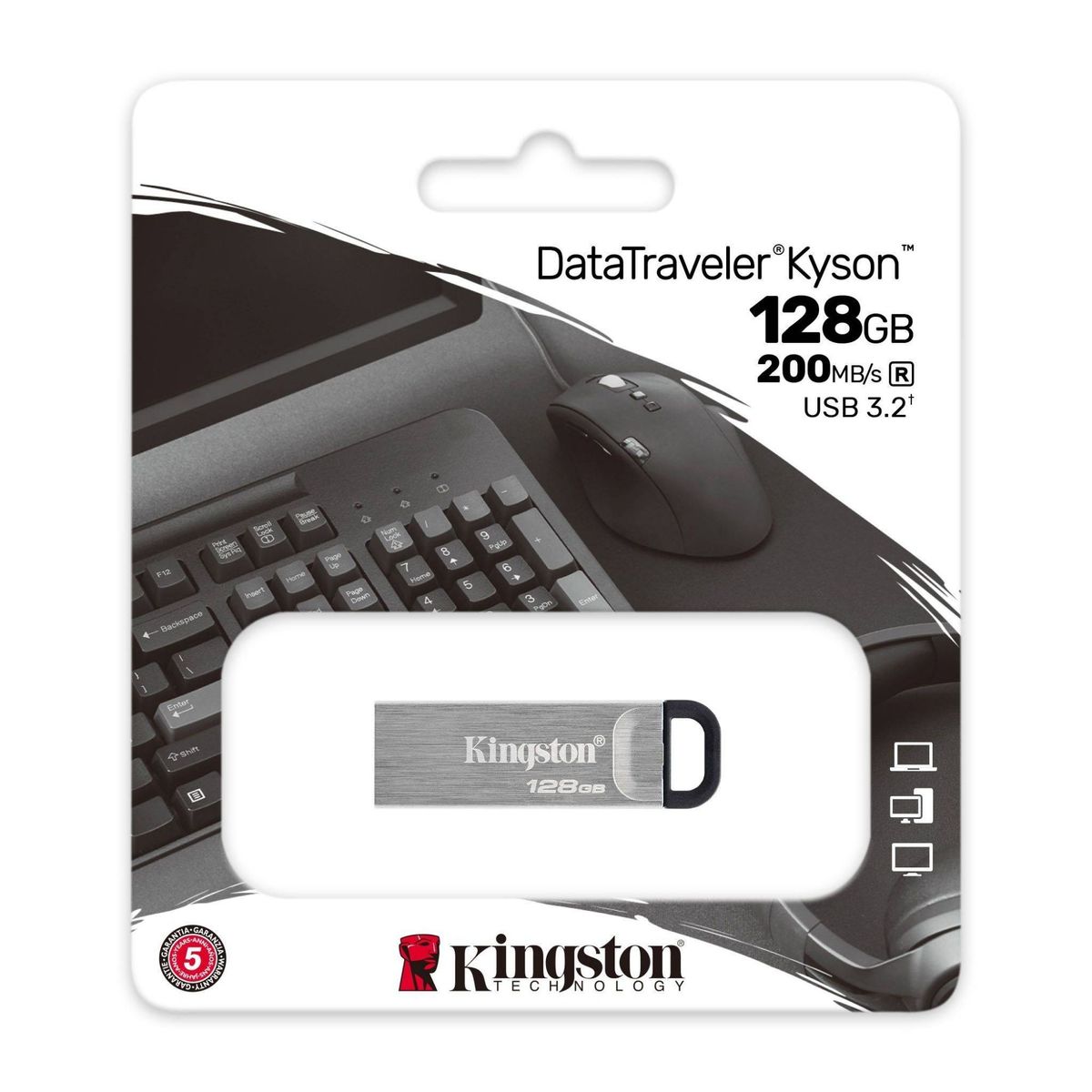 KINGSTON - Memoria Flash USB Kingston DataTraveler Kyson 128GB Plata