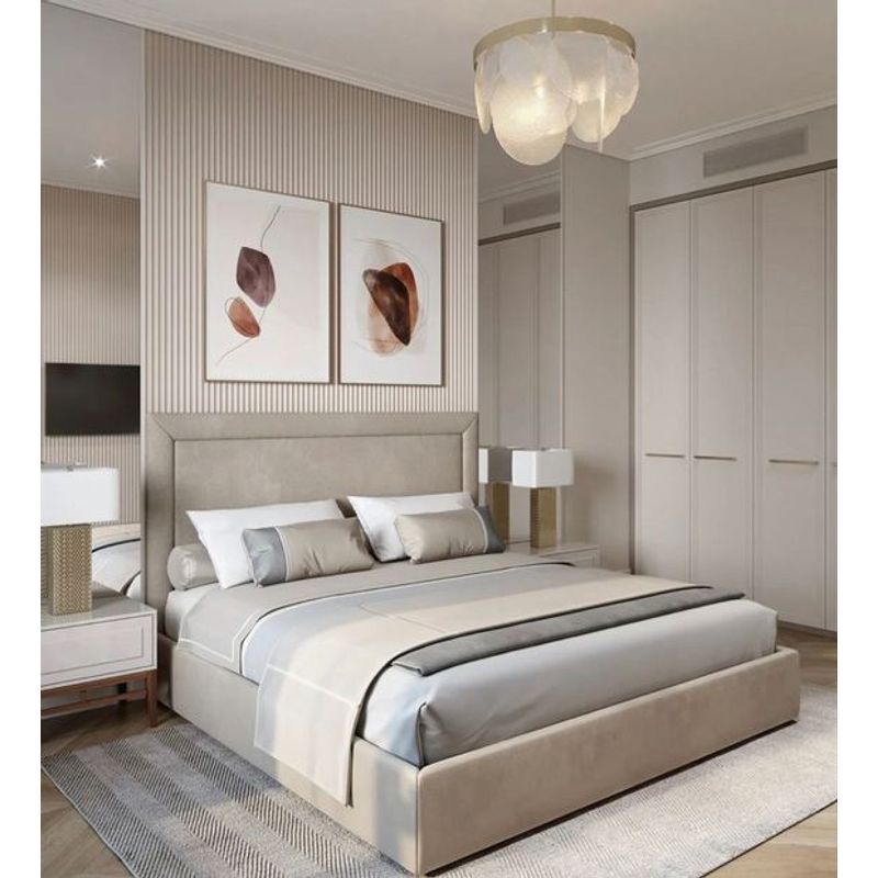 GENERICO - Cama Box Tarima + Cabecera Cano Biege  King