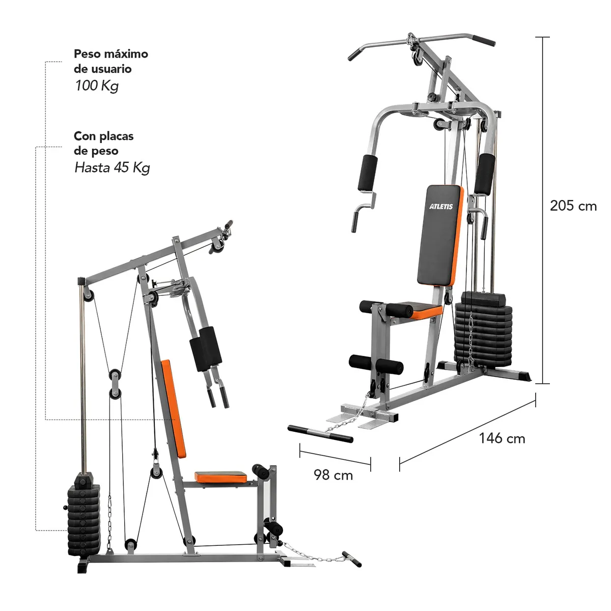 ATLETIS - Gimnasio Home gym Atletis TF-3000 100 lb gris