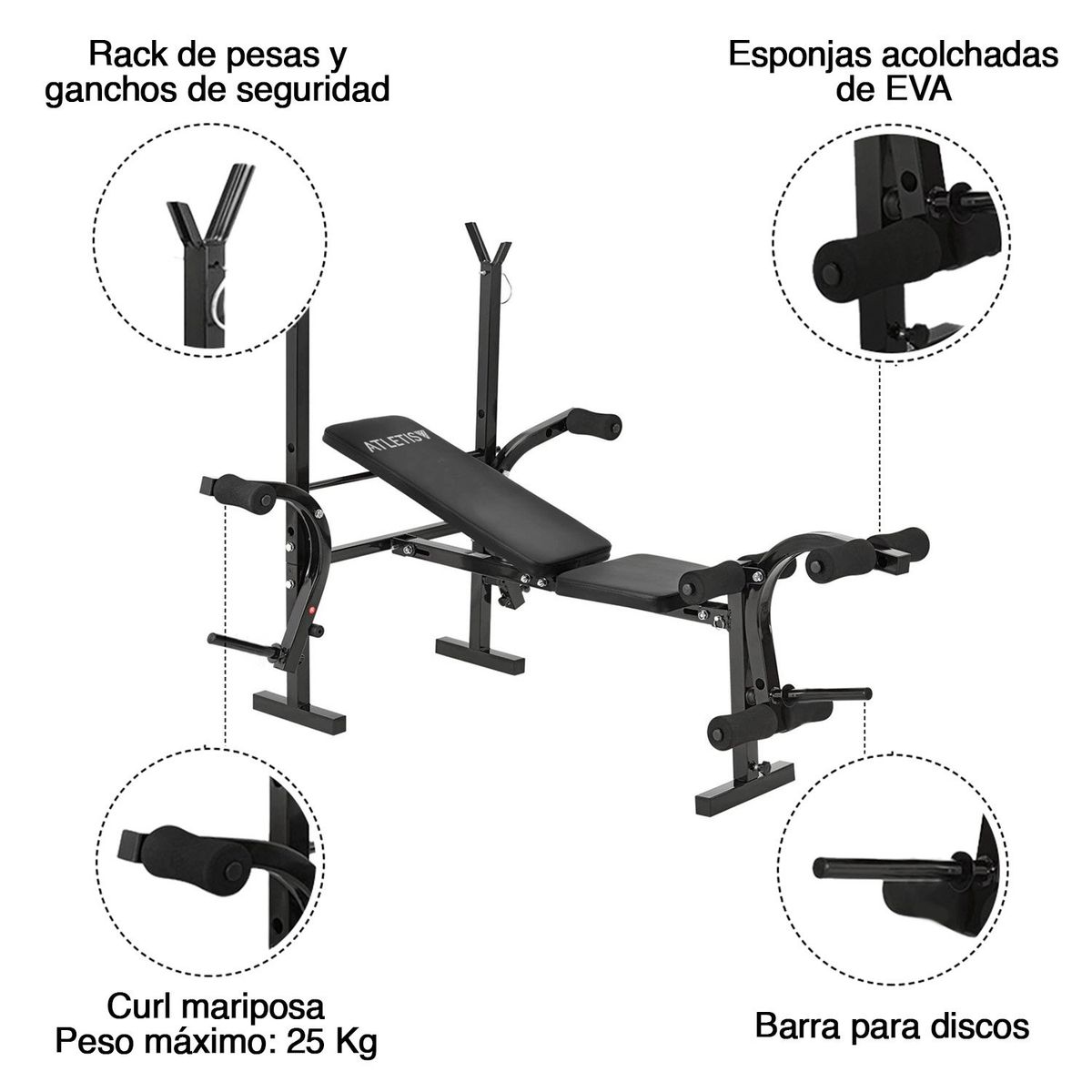 ATLETIS - Banca Multifuncional Atletis Fit PU
