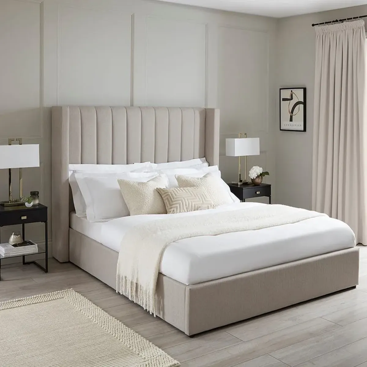Cama Box Tarima + Cabecera Braz Beige Queen, marca GENERICO - Foto Principal