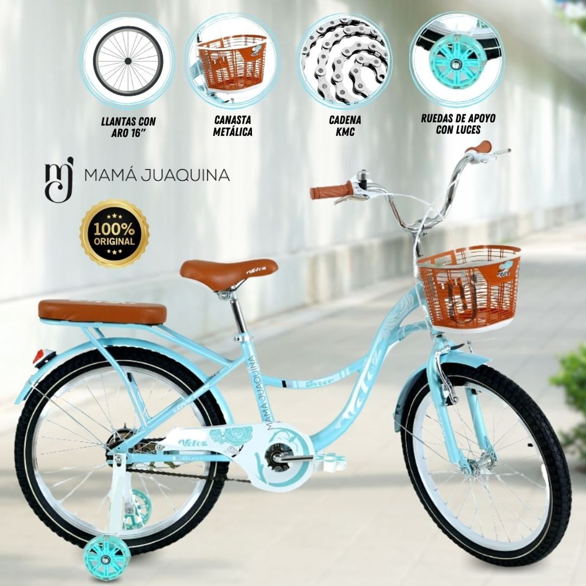 VELOX - Bicicleta Para Niña Aro 16 «LADY» Turquesa