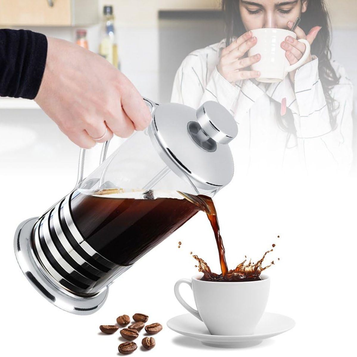 GENERICO - Prensa francesa plateada 600ml