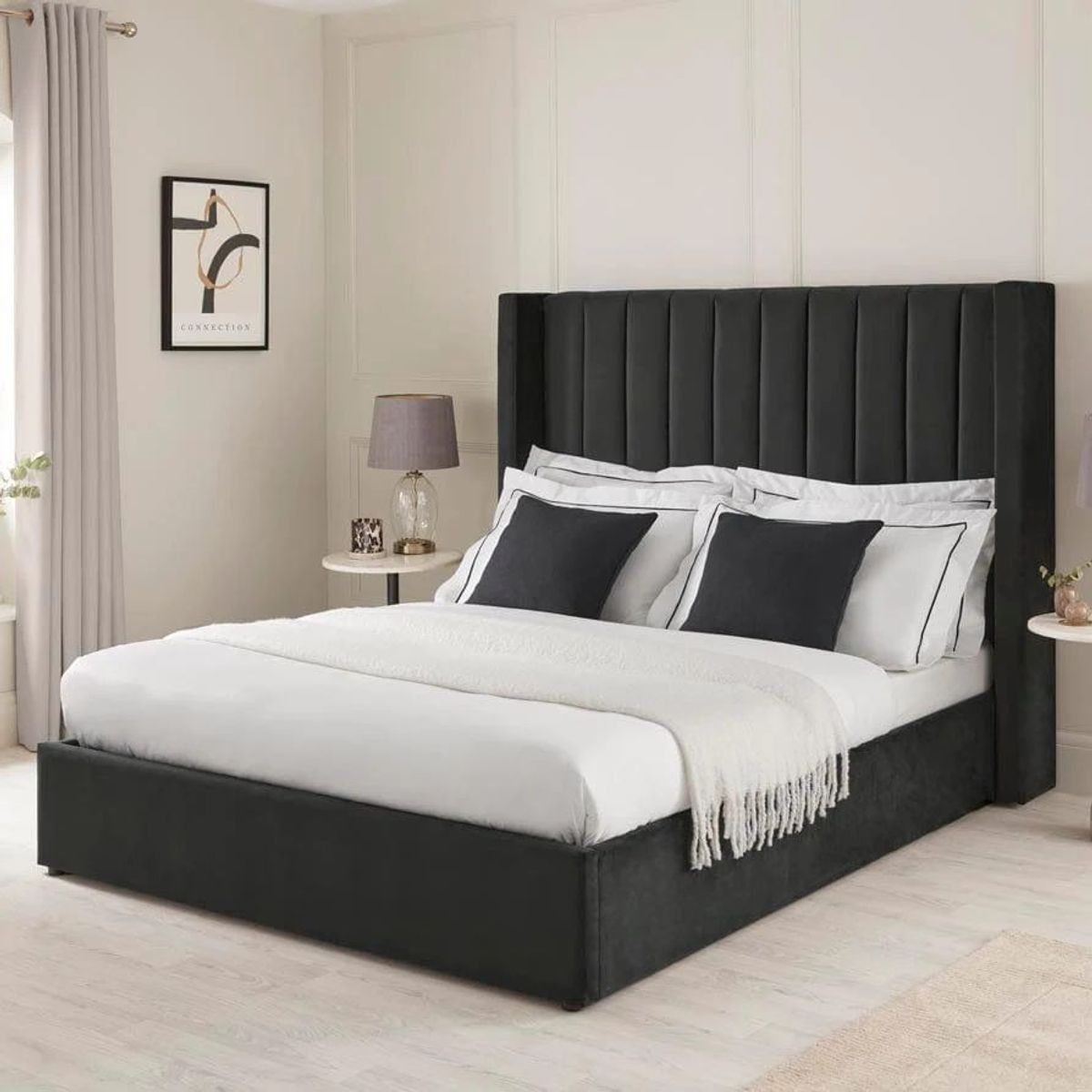 GENERICO - Cama Box Tarima + Cabecera Braz Negro  Queen