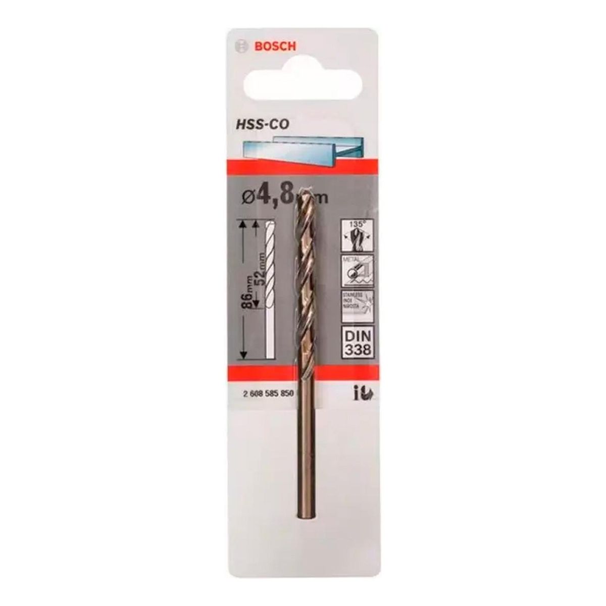 BOSCH - Bosch Broca Metal Cobalto  HSS-Co  4.8 x 52 x 86