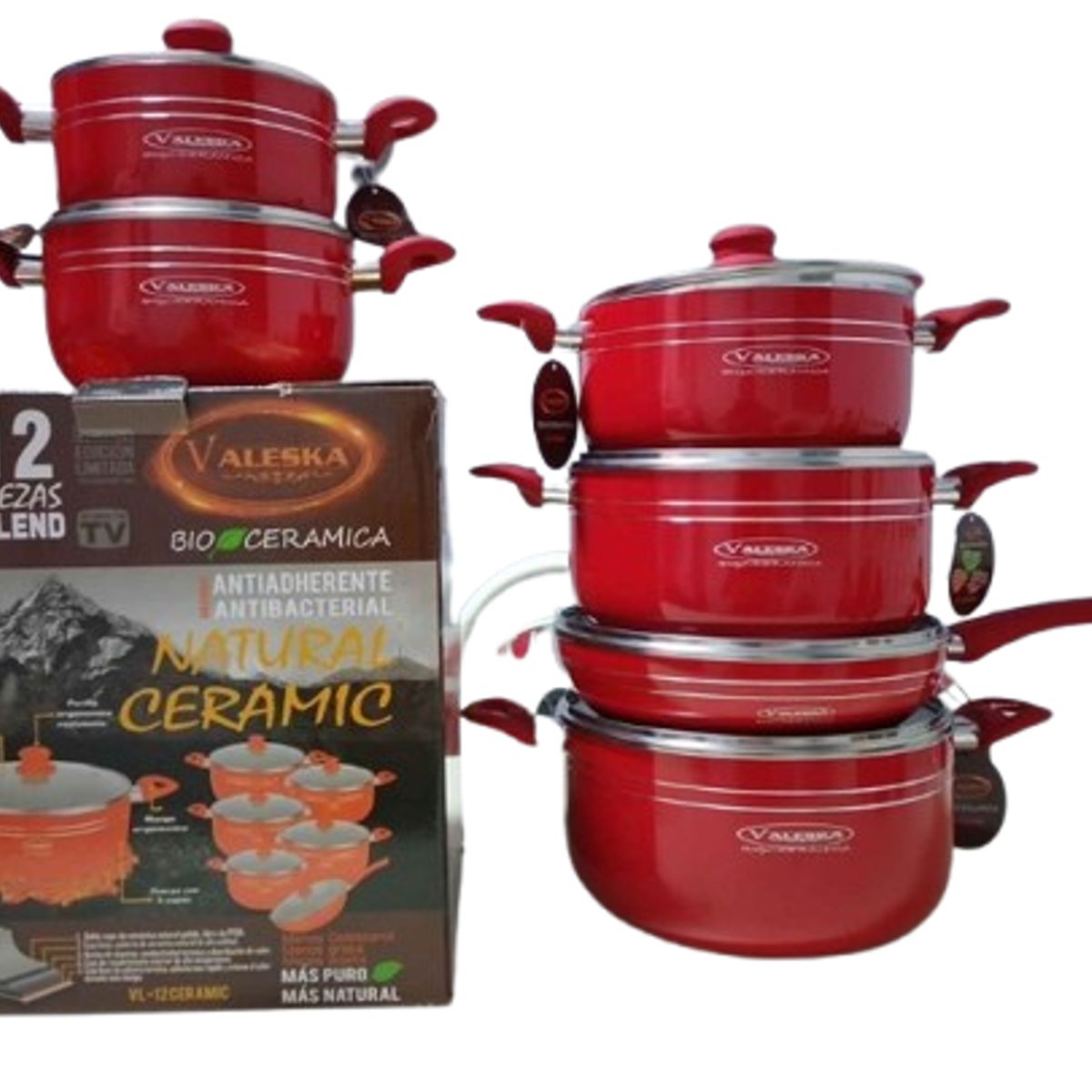 VALESKA - Juego de Ollas 12 Piezas Valeska