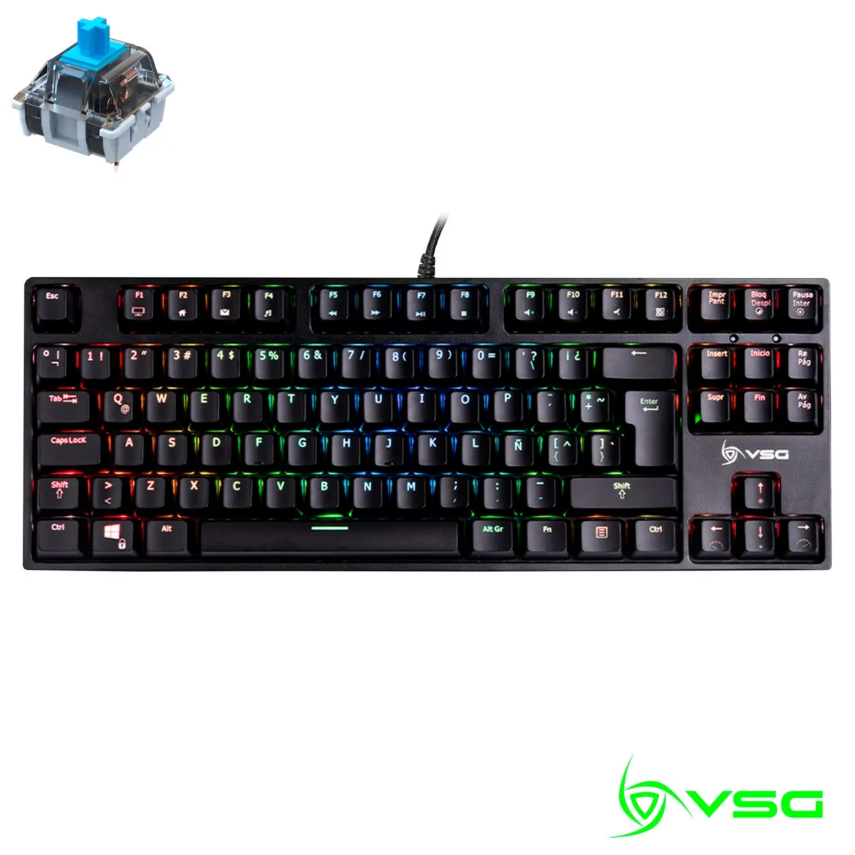 VSG - Teclado Mecánico Gamer VSG Alnitak Negro TKL Switch Azul