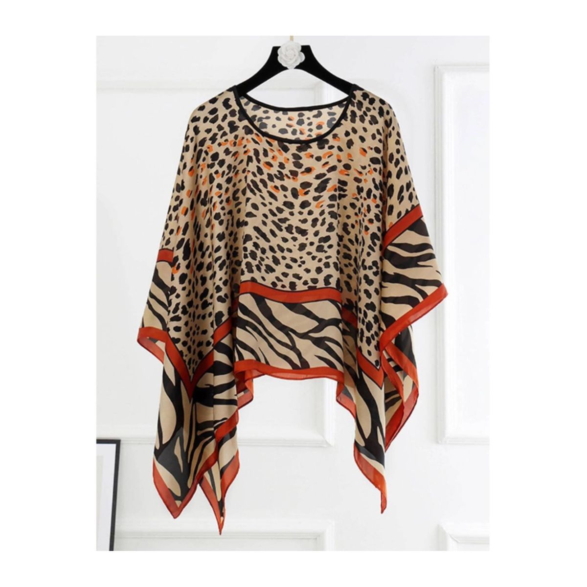 KAST PE - Blusa Chal Medarda tunica corta Estampado Leopardo Clásico