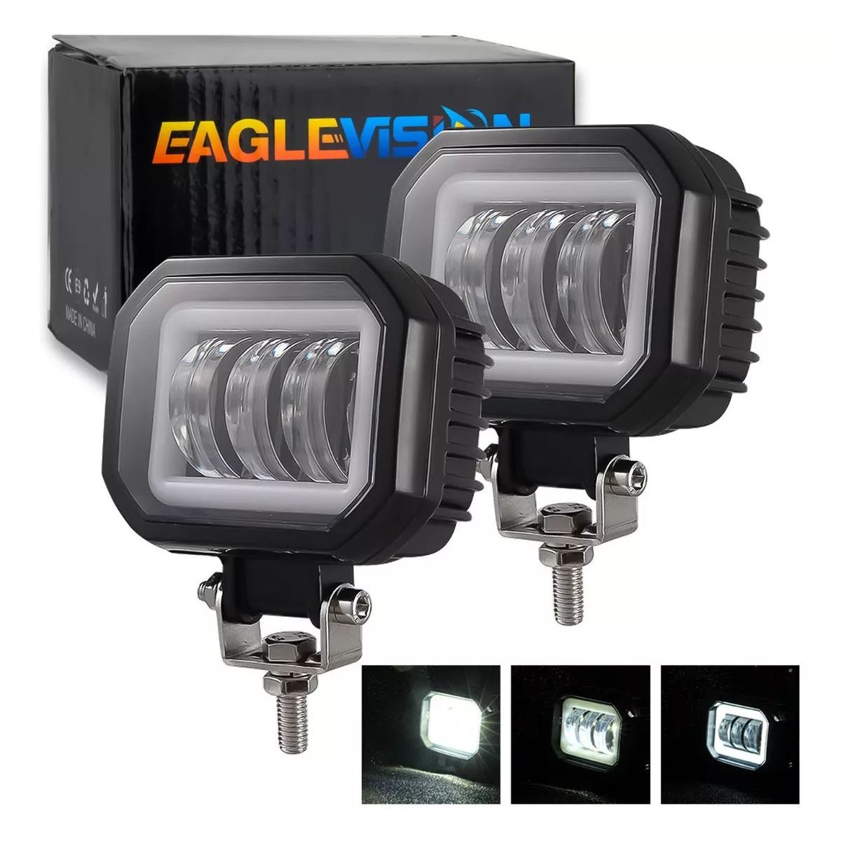 GENERICO - Par Faros Ojos De Ãngel 3 Led Niebla Luz Blanca Auto Moto