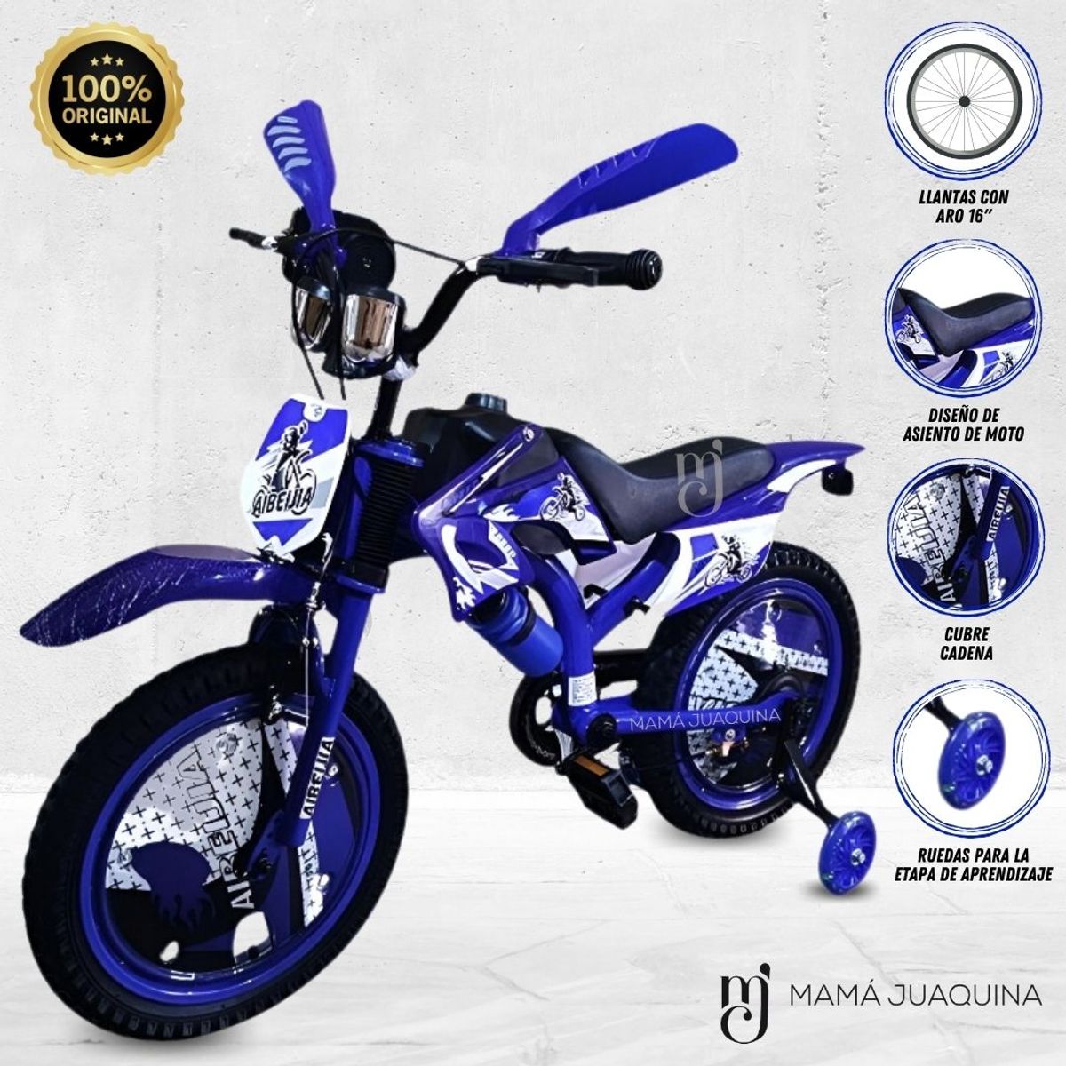 VELOX - Bicicleta para Niños Aro 16 «MOTO CROSS» Blue