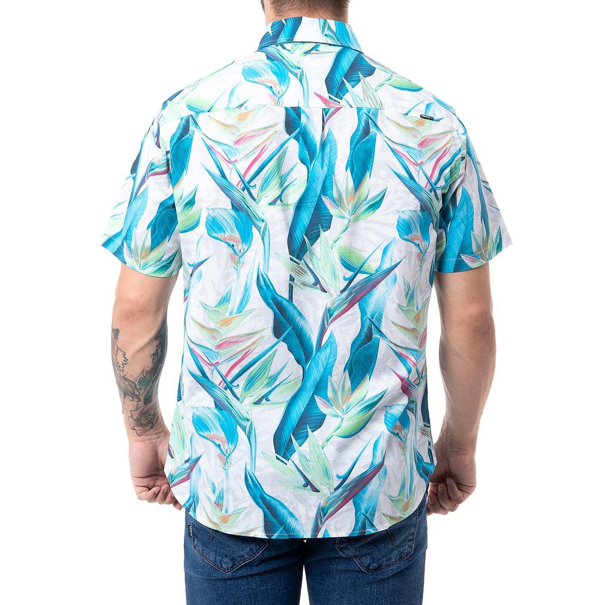 GZUCK - Camisa Popelina Hombre Leaf Print Gzuck