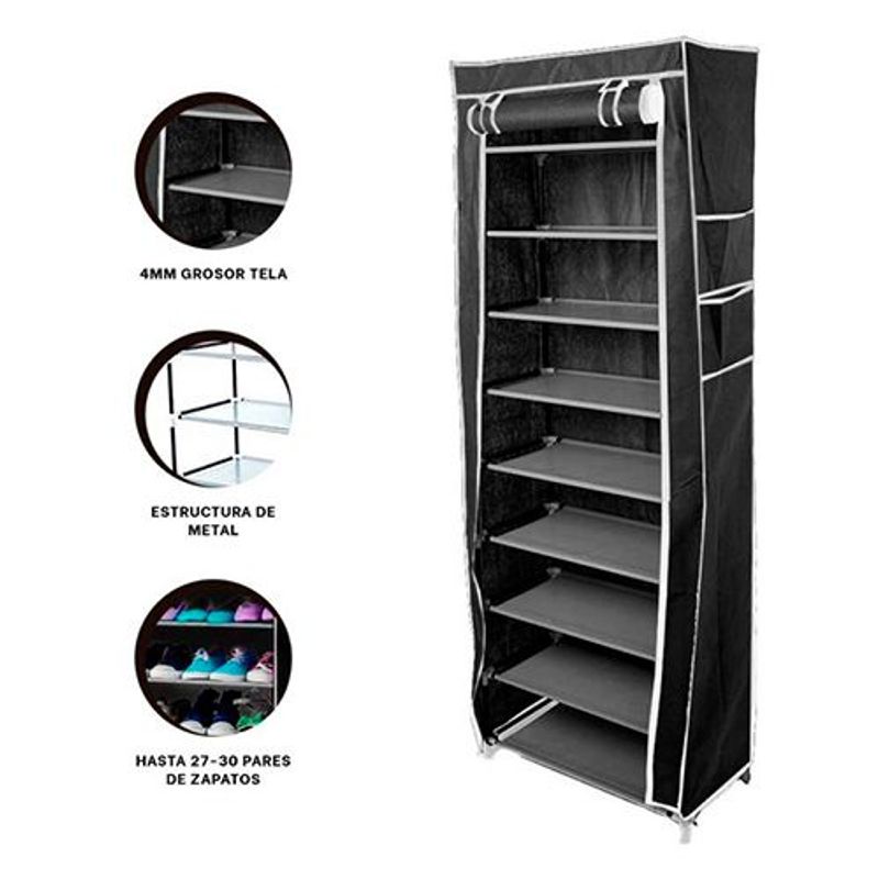 GENERICO - Zapatera Organizador de Metal 9 Niveles Zapatero Ropero Estante