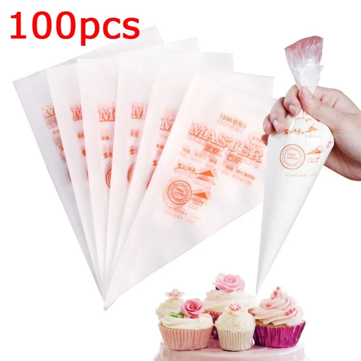 GENERICO - Bolsas de pastelería desechables para decoración de 100 UND