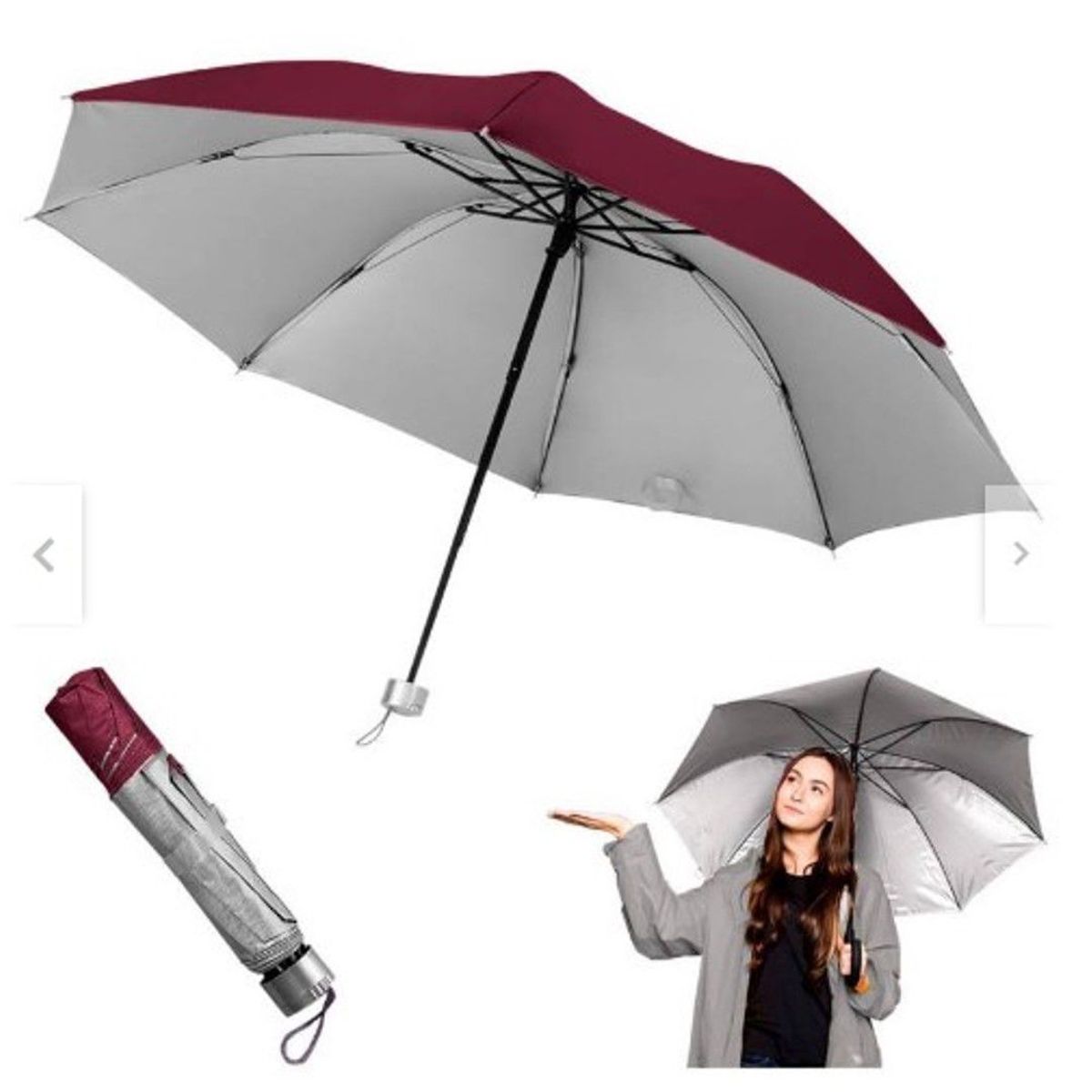 GENERICO - Sombrilla de Mano Paraguas Plegable para el Sol y Lluvia