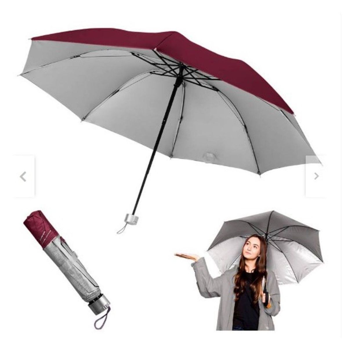 GENERICO - Sombrilla de Mano Paraguas Plegable para el Sol y Lluvia