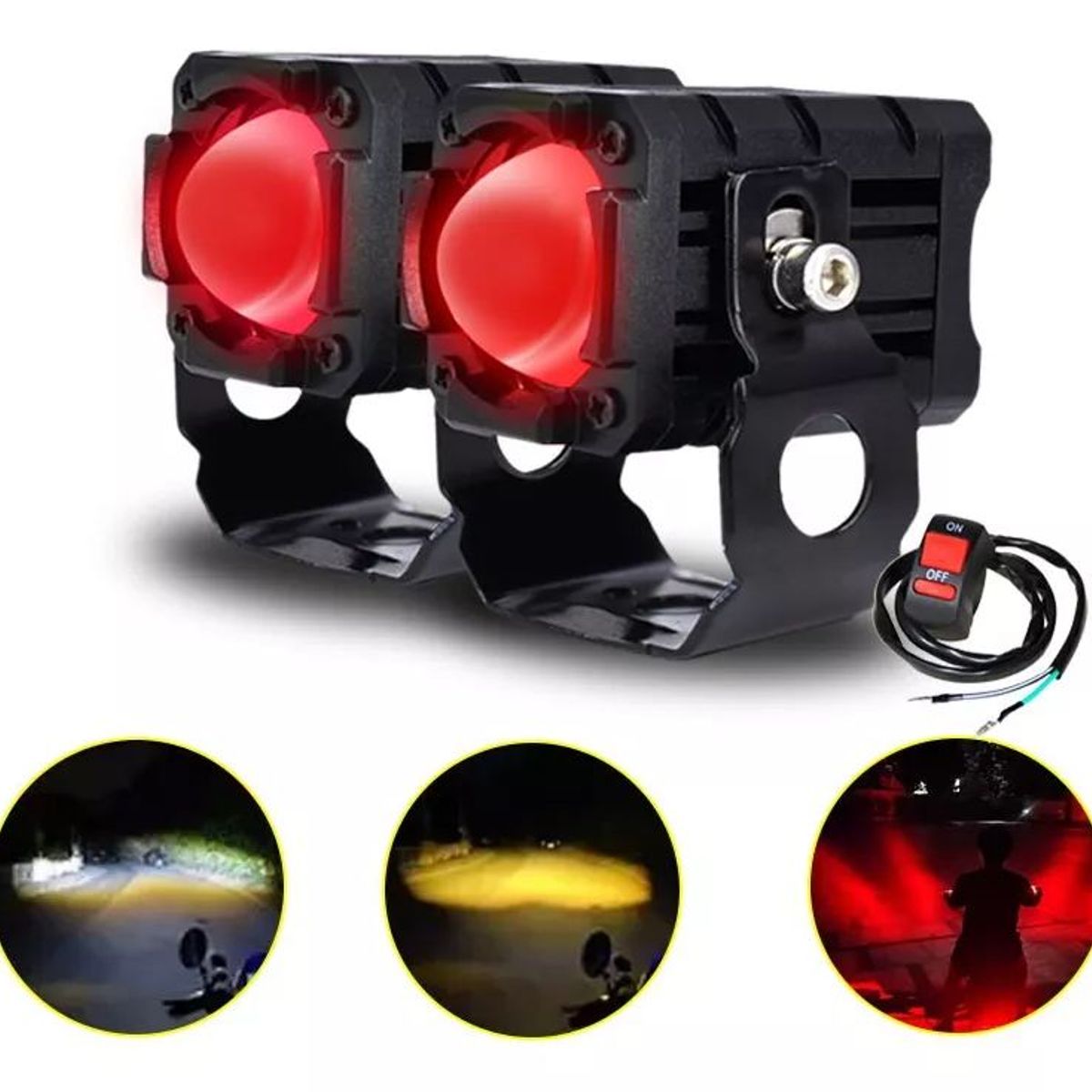 GENERICO - Par Lupa Altabaja Faro Auxiliar Led Estrobos Para Automoto