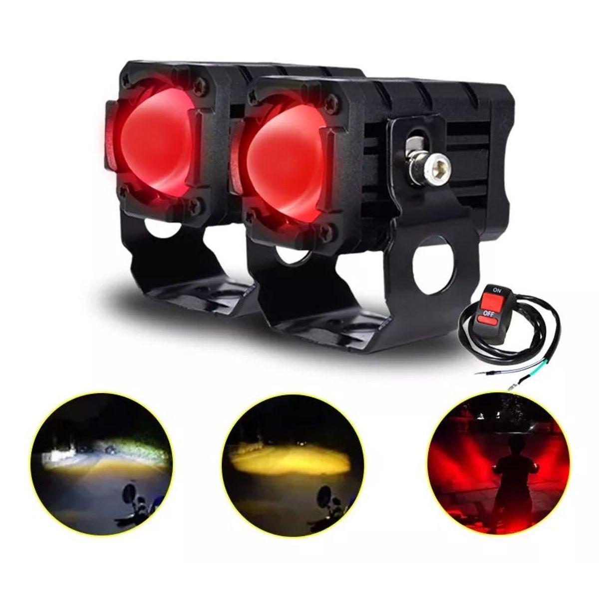 GENERICO - Par Lupa Altabaja Faro Auxiliar Led Estrobos Para Automoto