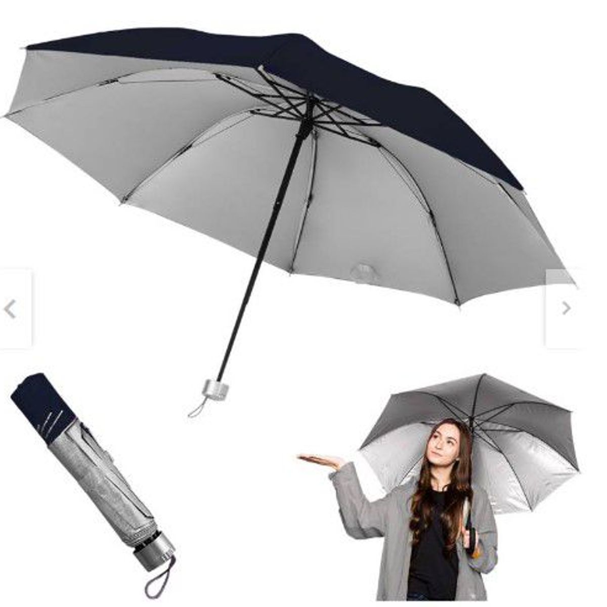 GENERICO - Sombrilla Plegable  Portatil +Funda A1 negro