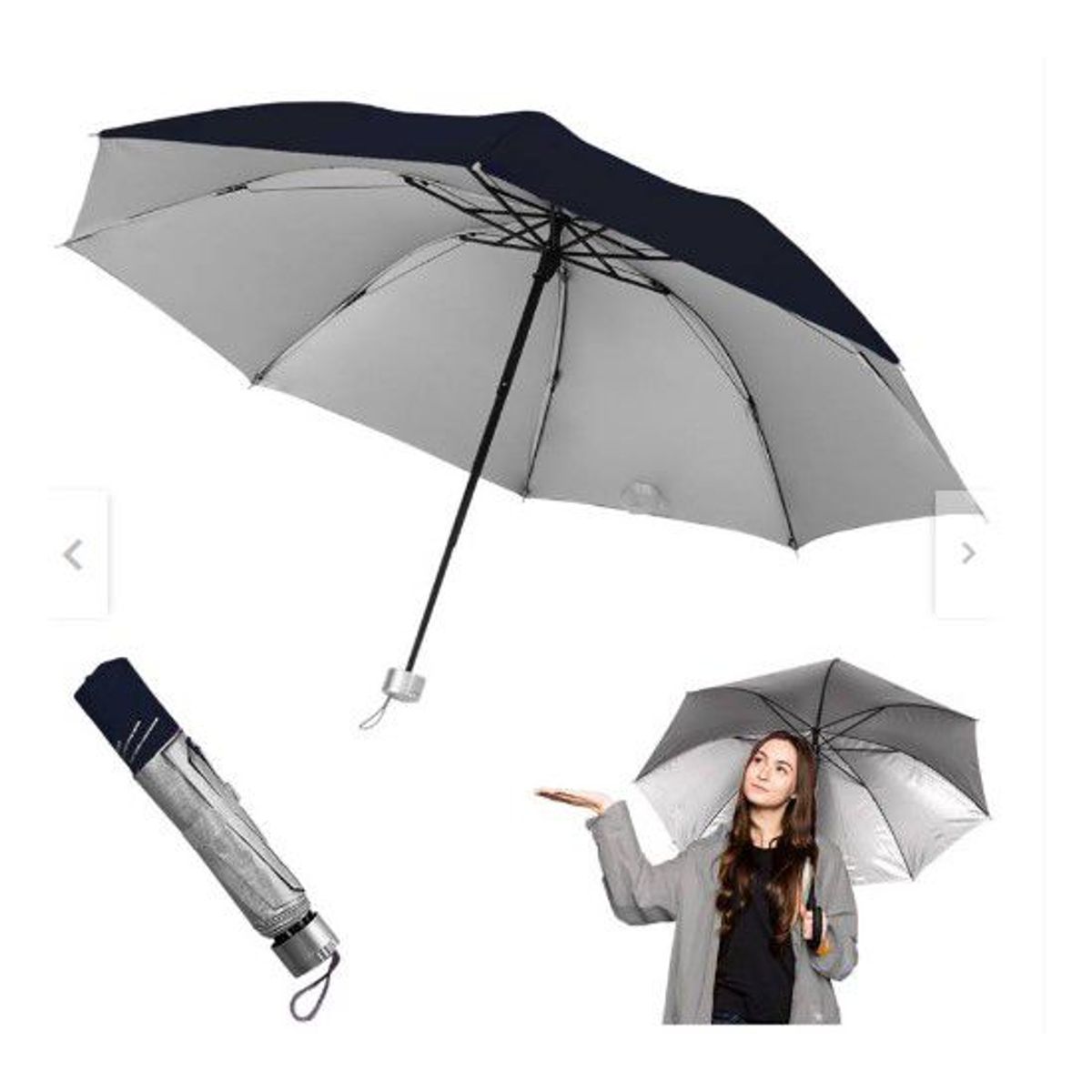 GENERICO - Sombrilla Plegable  Portatil +Funda A1 negro