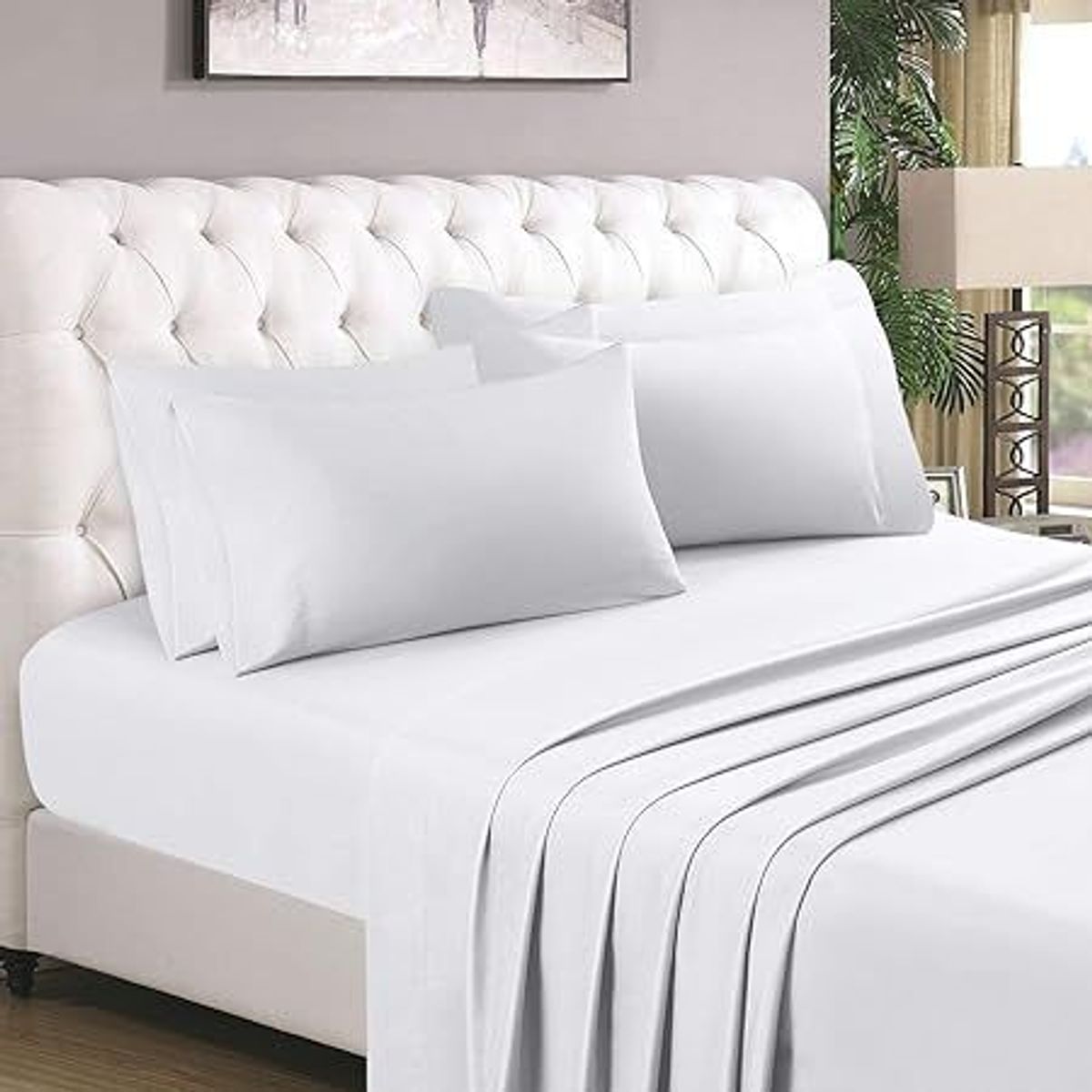 GENERICO - Sabanas De Algodón Bramante King Blanco
