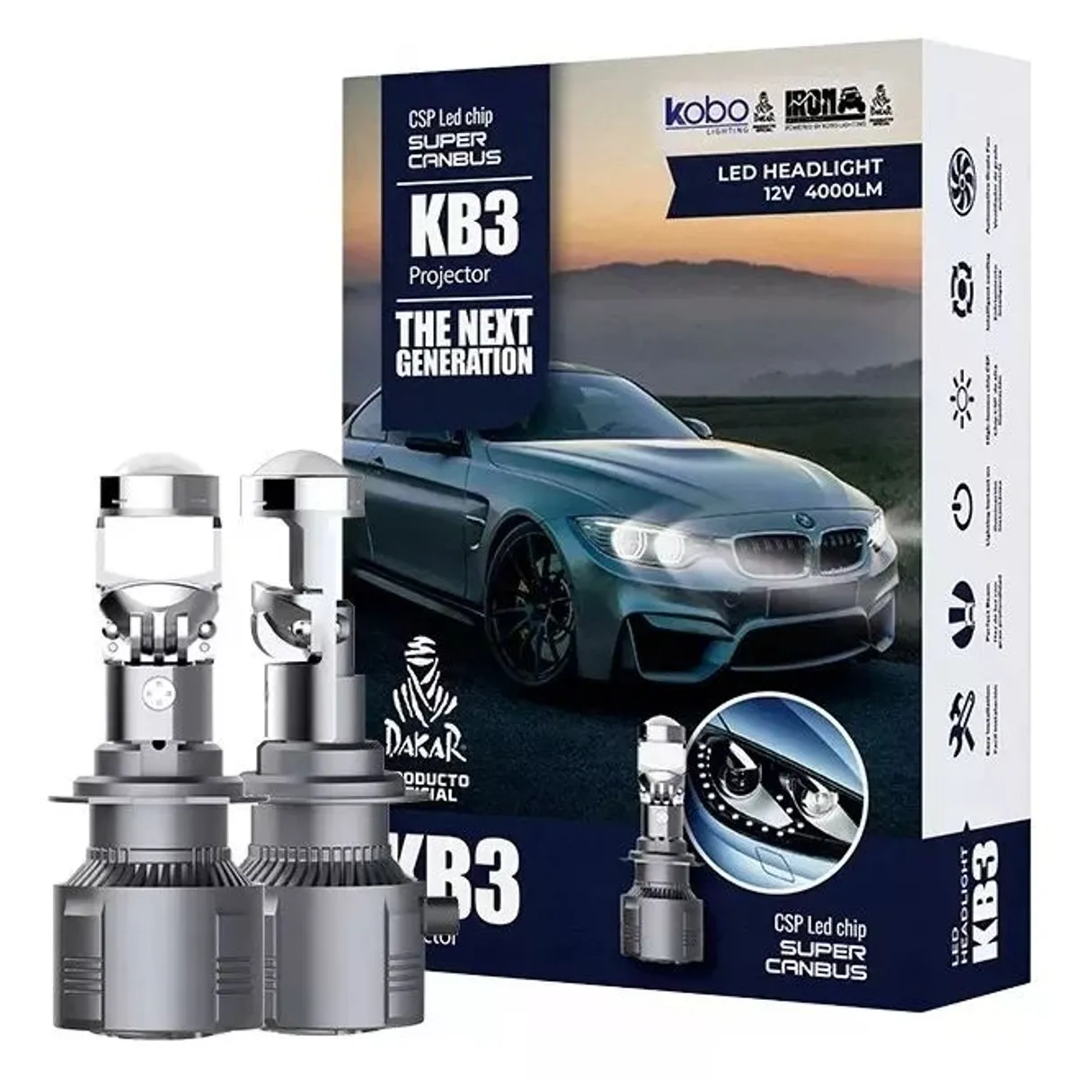 KOBO - Kit Cree Led Kb3 H4 Super Canbus Con Lupa