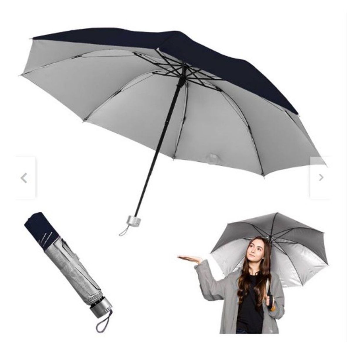 GENERICO - Sombrilla Plegable  Portatil +Funda A1 NEGRO