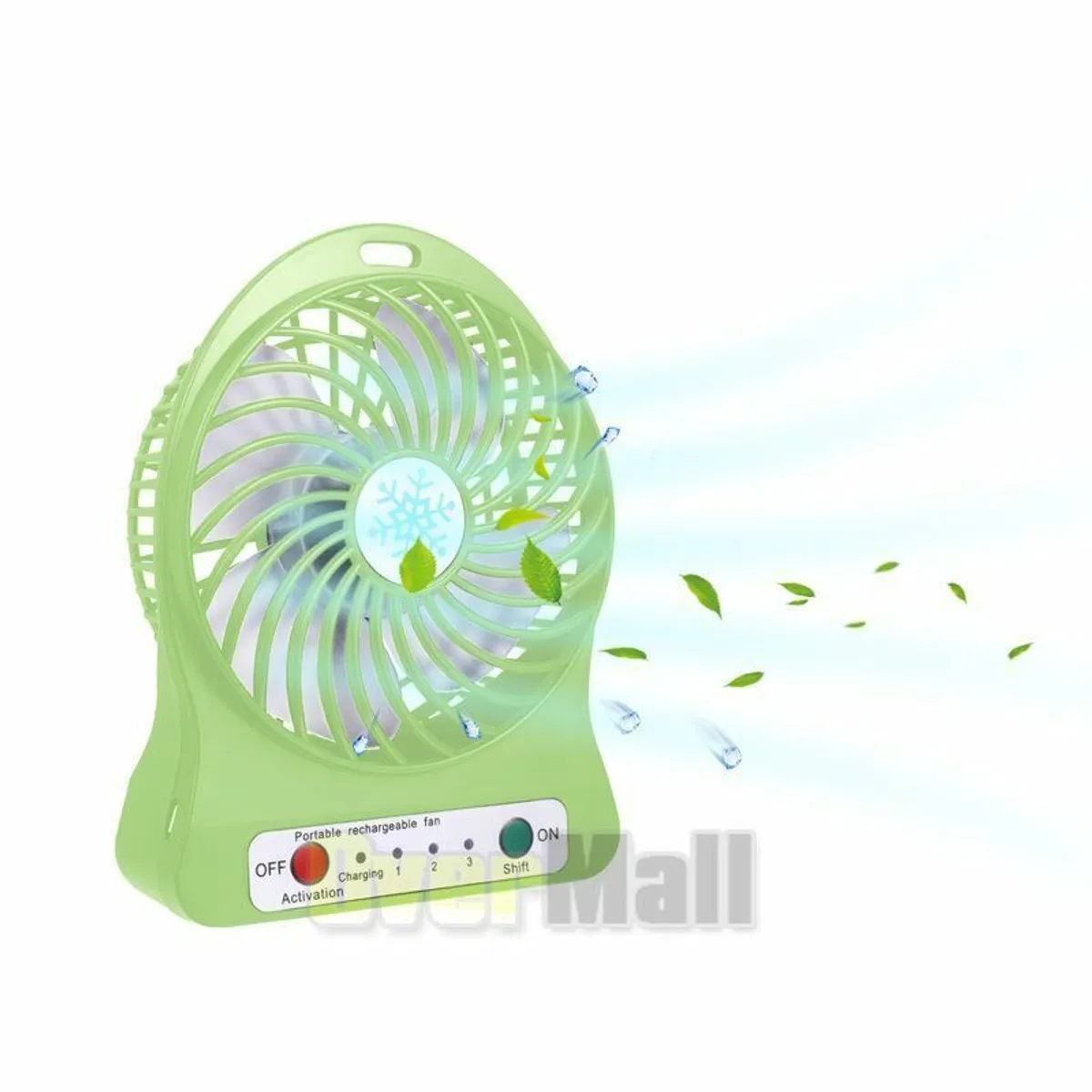 GENERICO - Ventilador portatil con bateria recargable VERDE