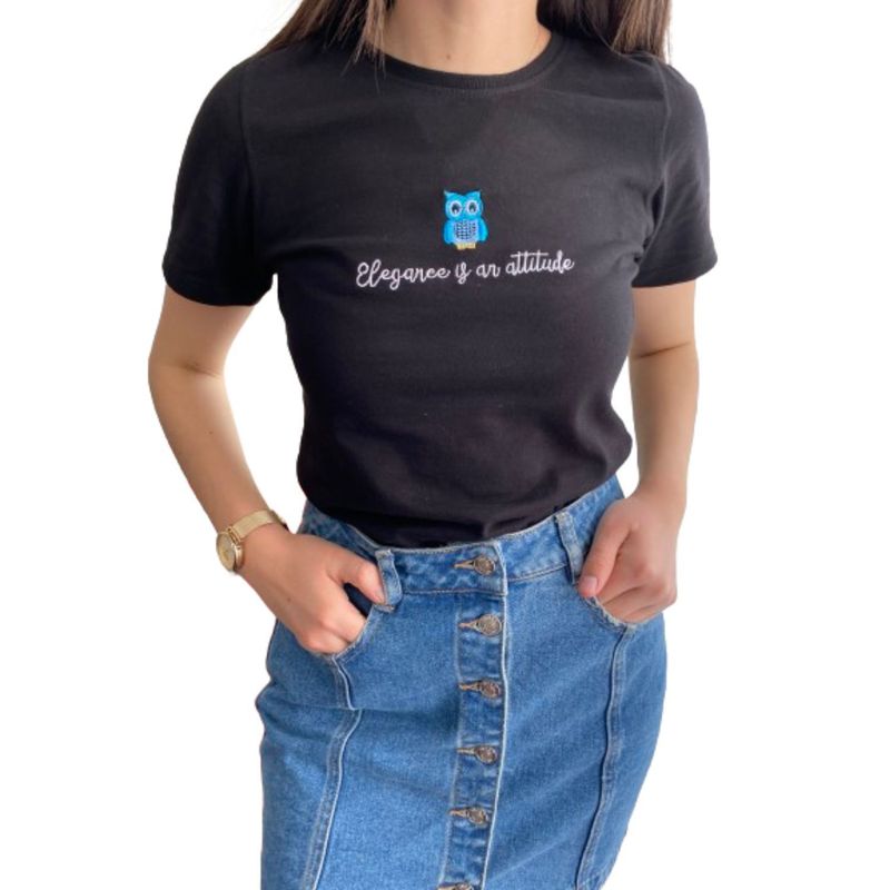 GENERICO - POLO NEGRO BORDADO - POLO BÁSICO BORDADO DE ALGODÓN