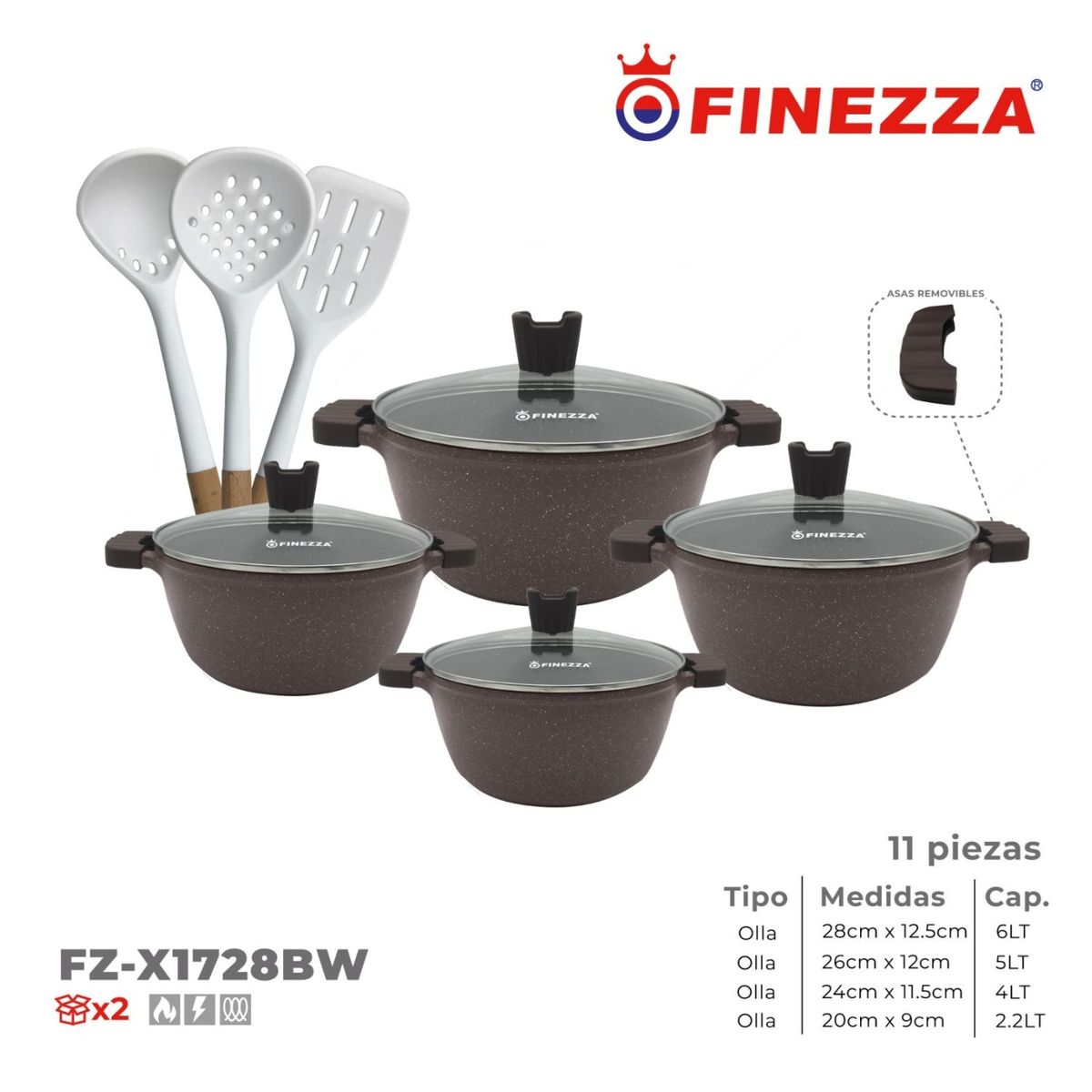 FINEZZA - Juego de Ollas Finezza Ultragranito de 11 Pzas 28BW