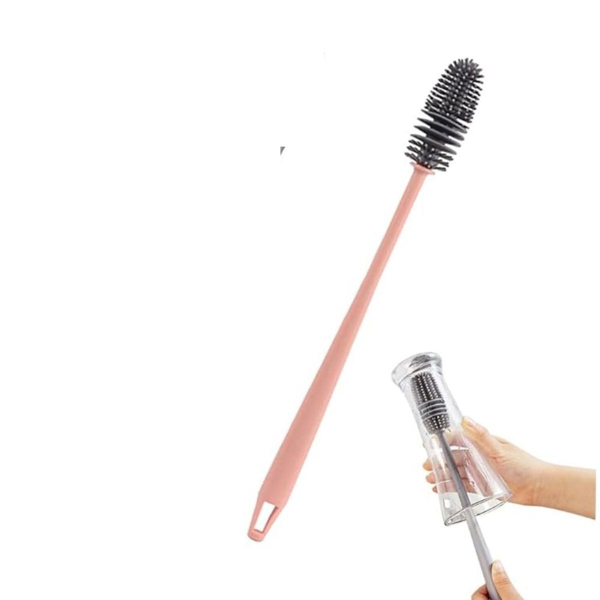 GENERICO - Cepillo de Silicona Limpiador de Botellas Rosado