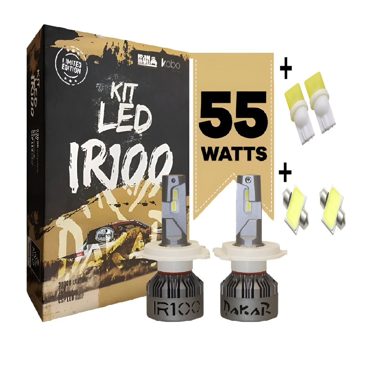 KOBO - Kit Focos Iron Led Irx Original H4  Auto Camioneta + Regalo