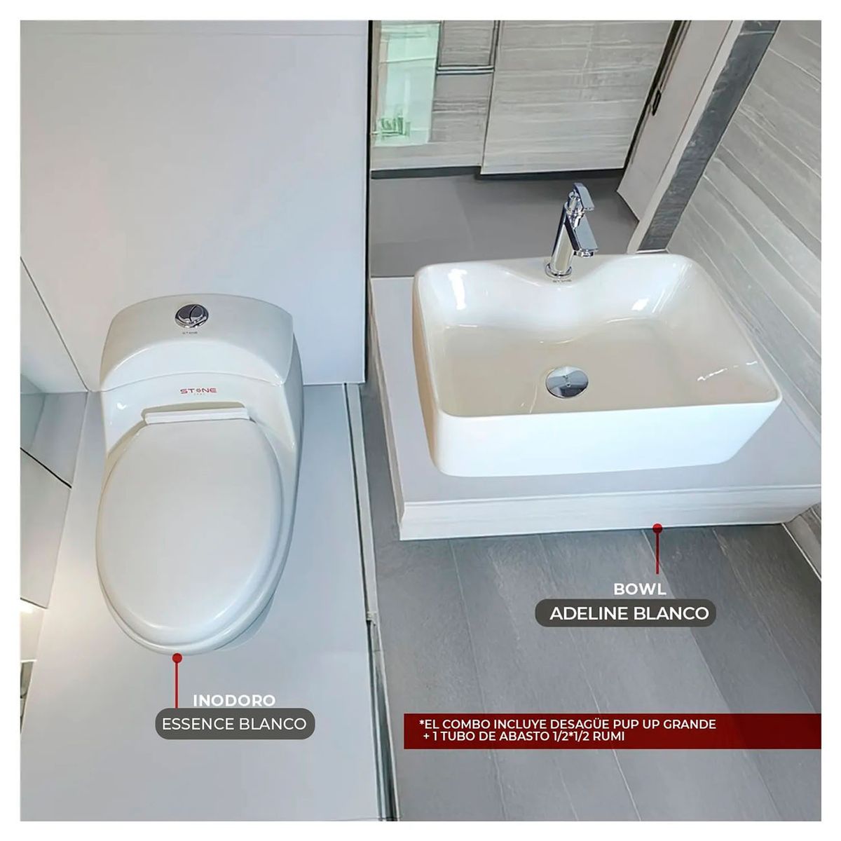 STONE - COMBO DE INODORO ONE PIECE ESSENCE+ BOWL ADELINE BLANCO STONE
