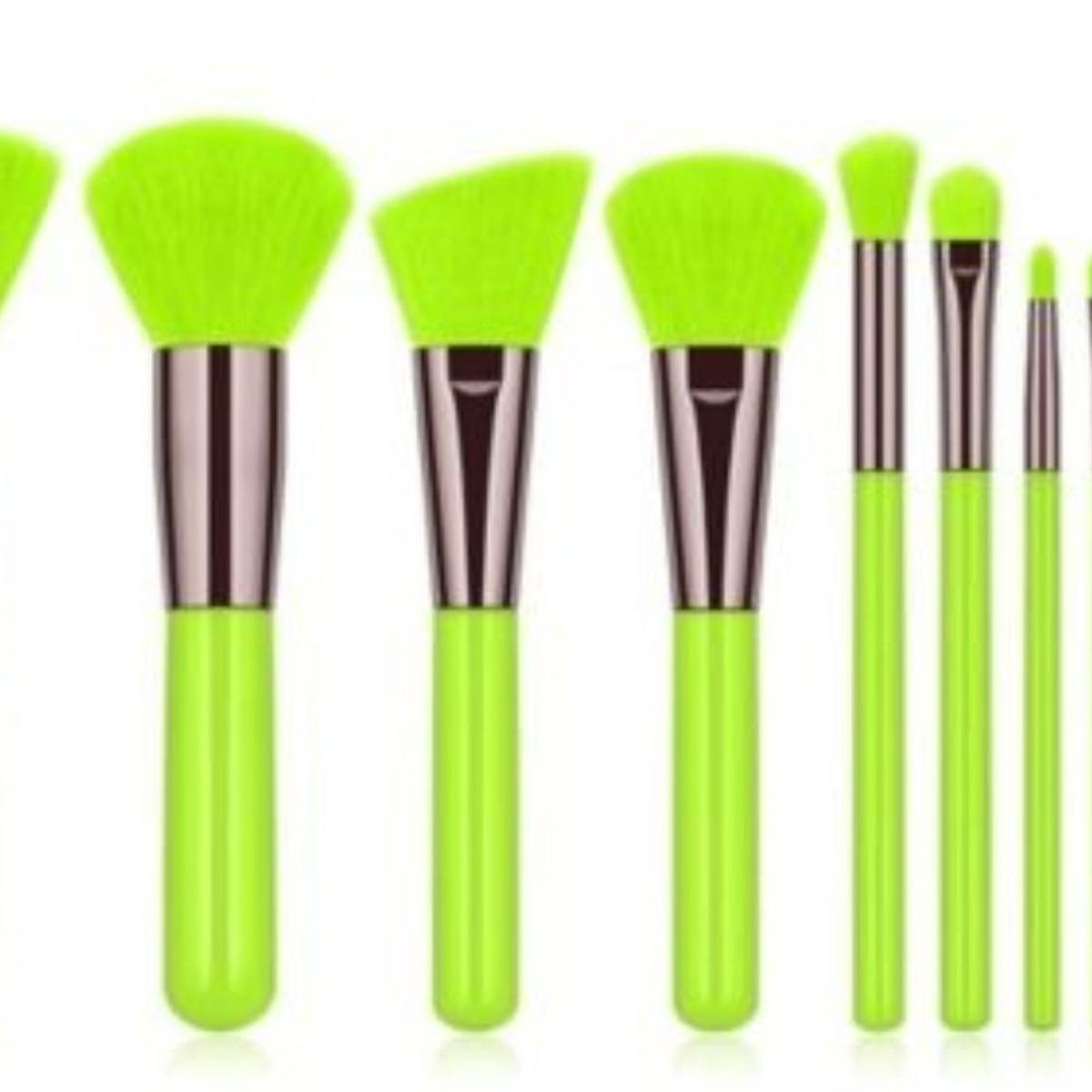 GENERICO - Set de brochas para maquillaje 10 Pzas Verde Neón