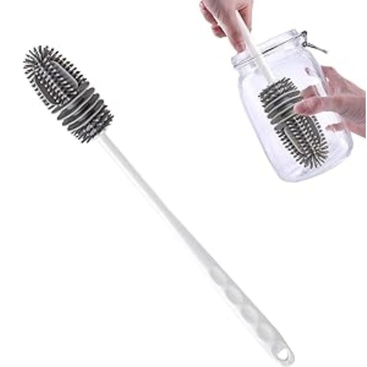 GENERICO - Cepillo de Silicona Limpiador de Botellas Blanco