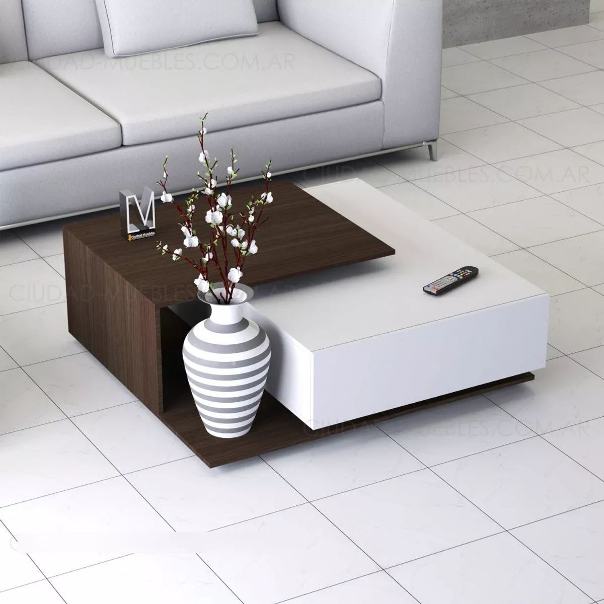 TU MESITA - Mesa de Centro Moderna Viviana color BlancoMarrón TU MESITA