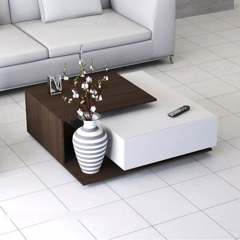 TU MESITA - Mesa de Centro Moderna Viviana color BlancoMarrón TU MESITA