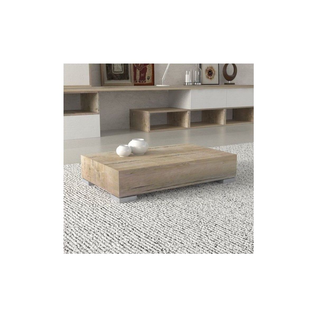 TU MESITA - Mesa de Centro Rústica MInerva color Ceniza TU MESITA