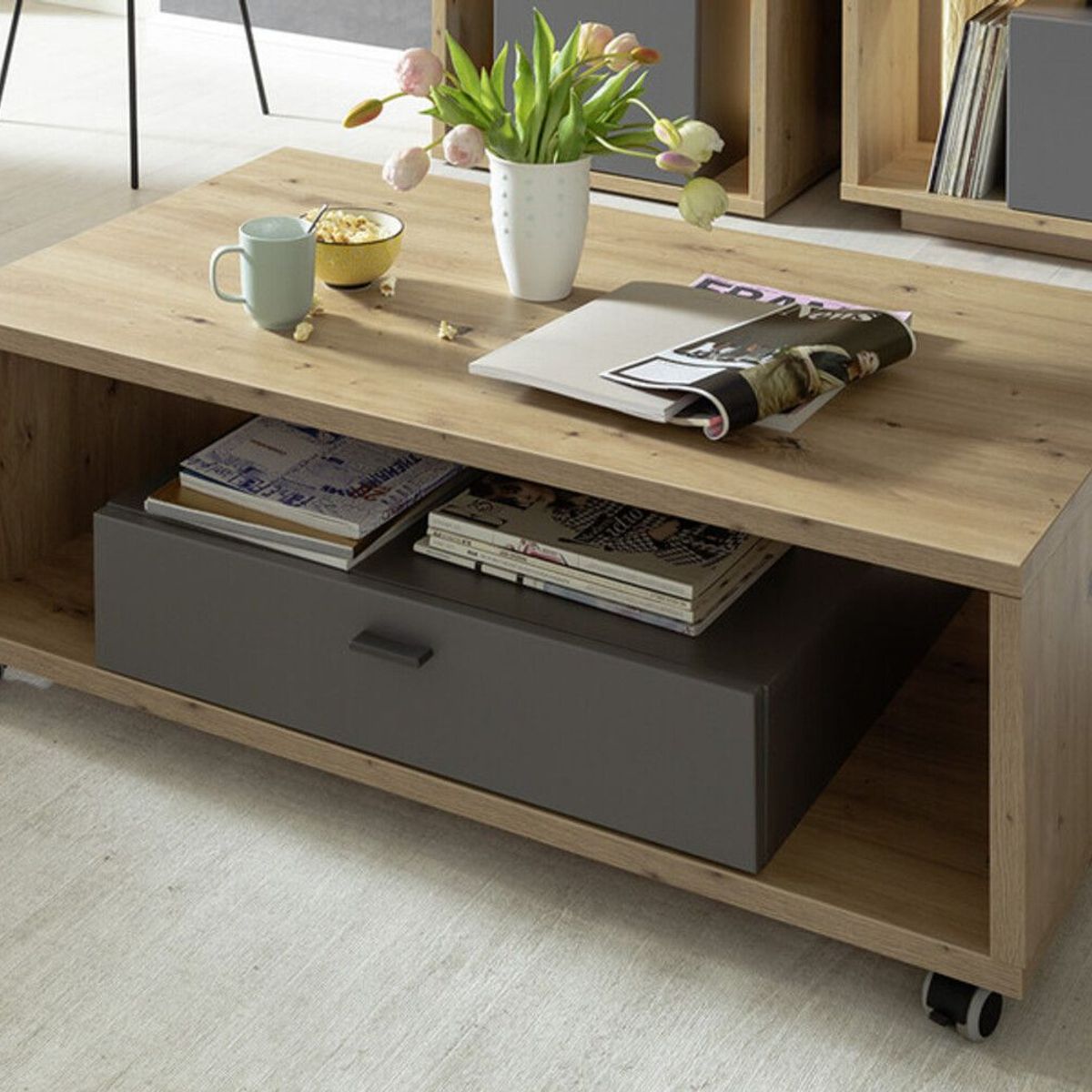 TU MESITA - Mesa de Centro con ruedas Mafa color DunaNegro TU MESITA