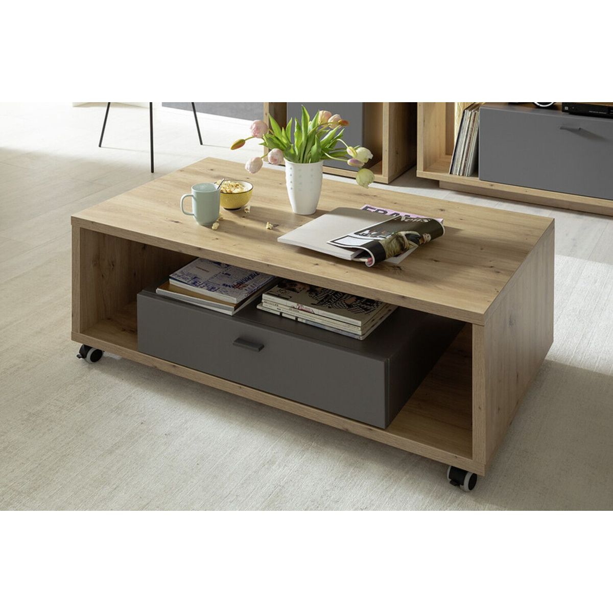 TU MESITA - Mesa de Centro con ruedas Mafa color DunaNegro TU MESITA