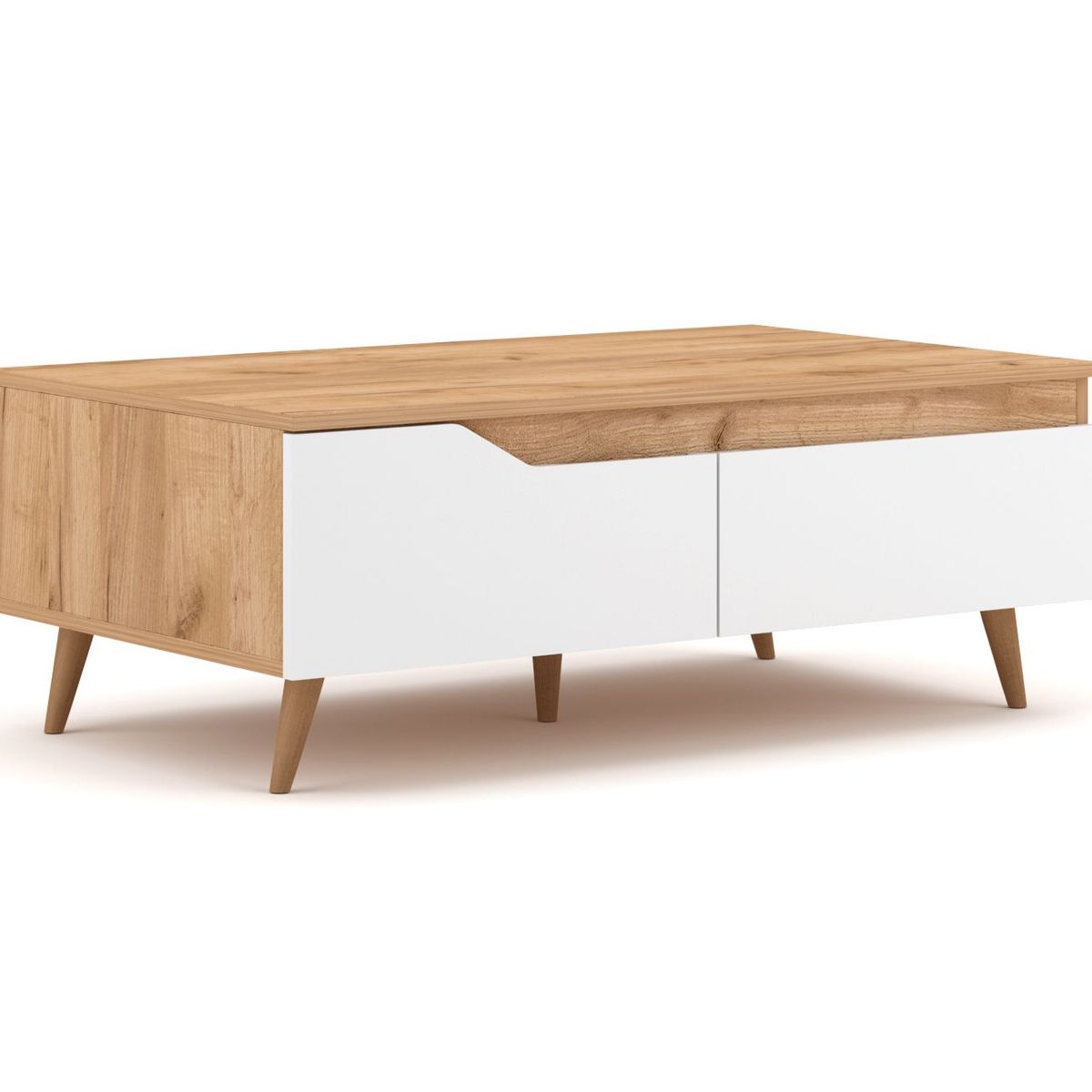 TU MESITA - Mesa de Centro Begonia color BlancoDuna 2 cajones TU MESITA