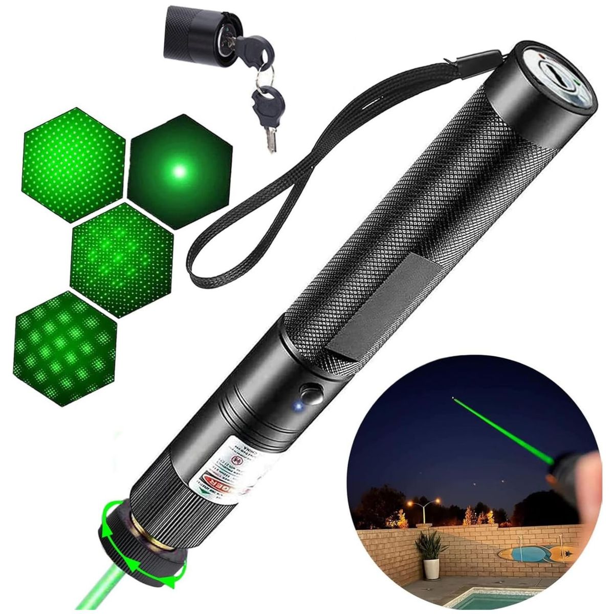 CAFINI - Puntero Laser Verde Potente 3KM Original 5 Modos