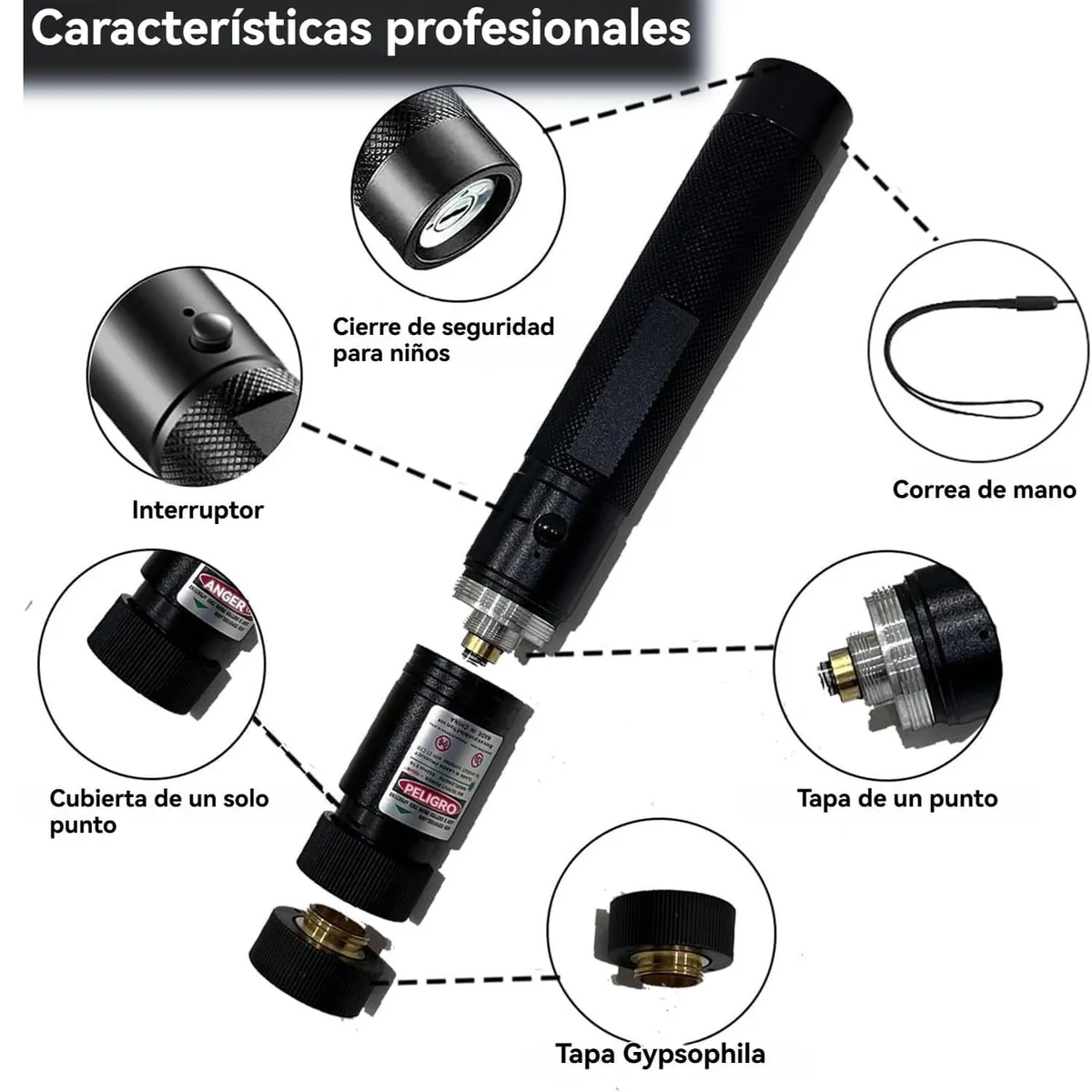 CAFINI - Puntero Laser Verde Potente 3KM Original 5 Modos