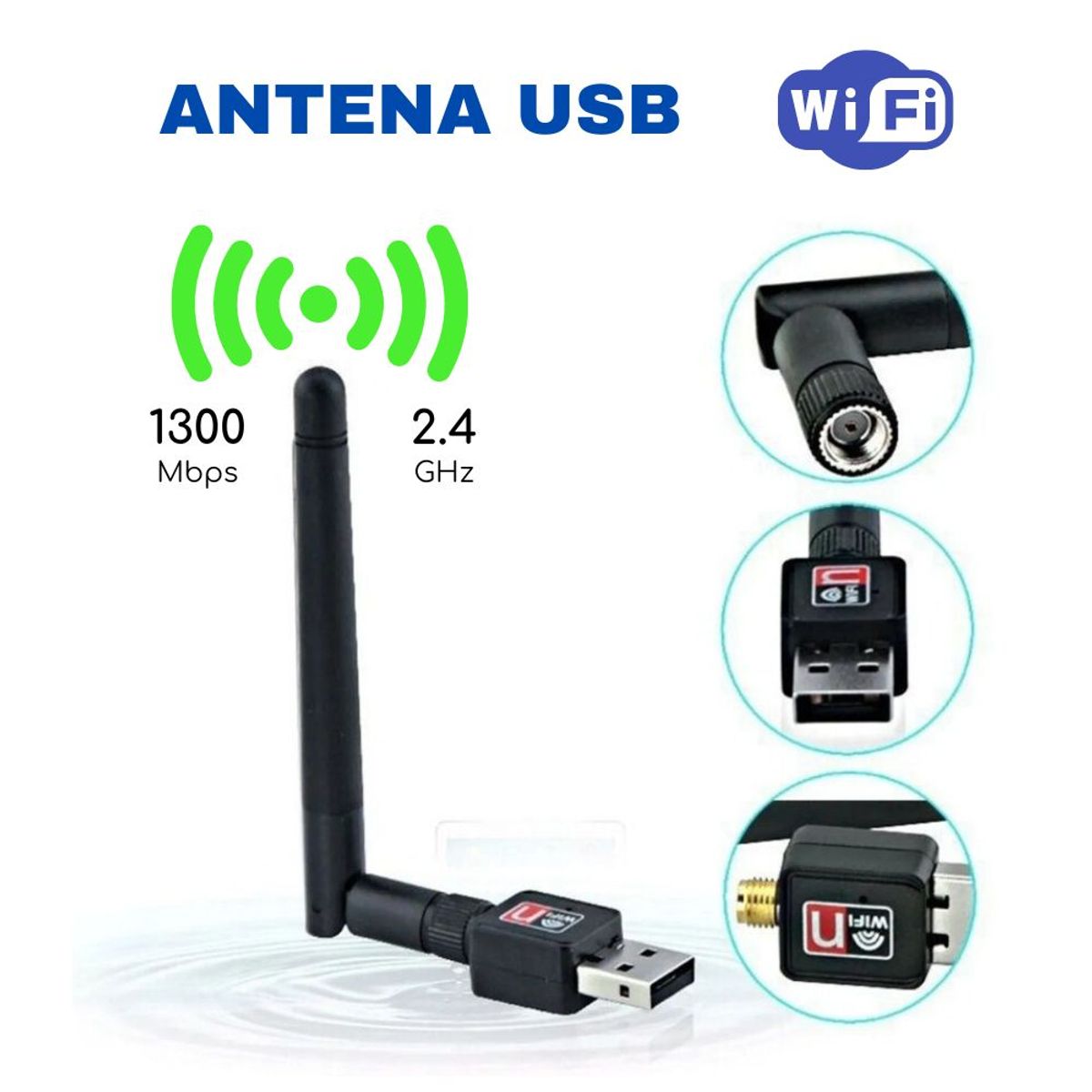 GENERICO - ANTENA WIFI Lan Mini USB 1200mbps 2.0 Wireless