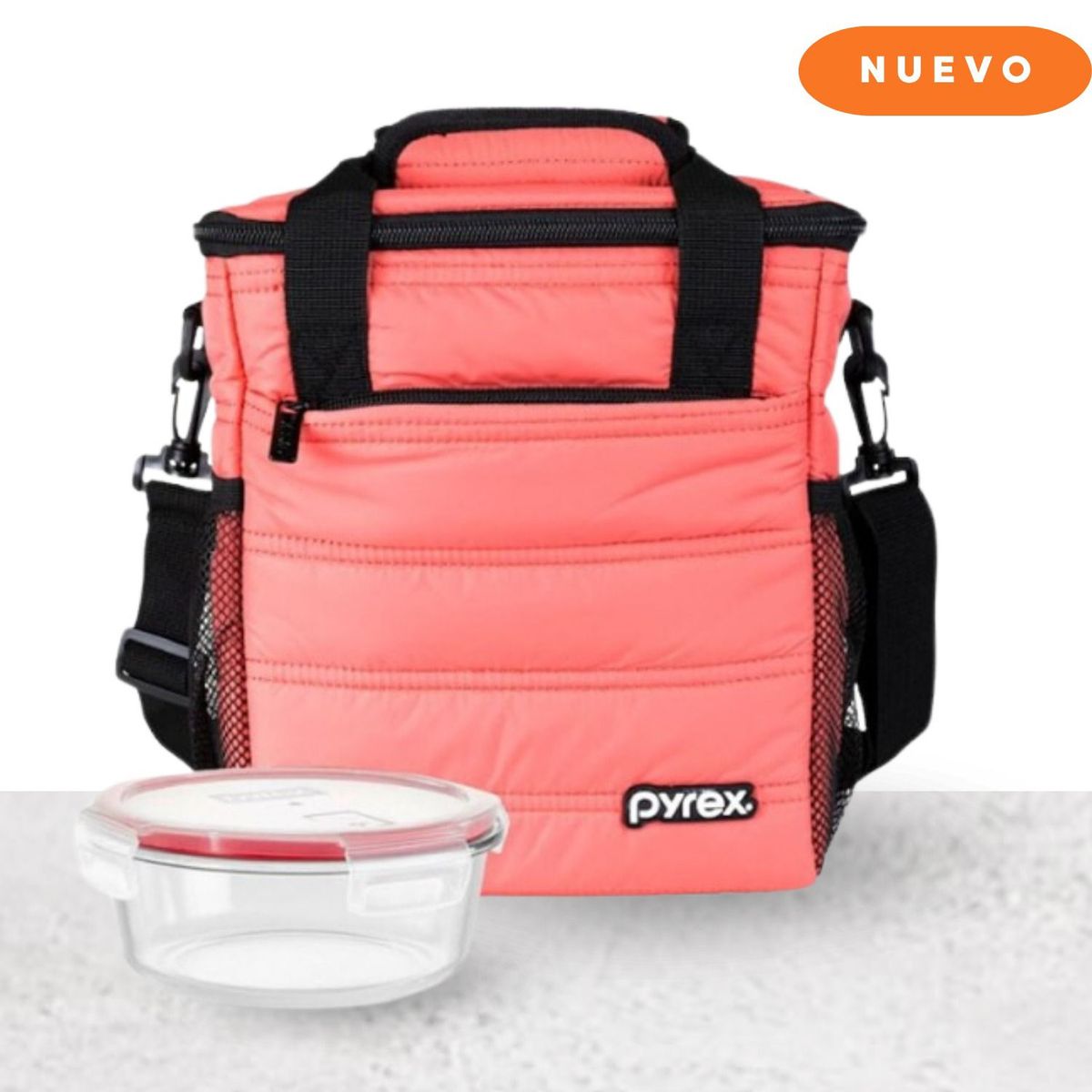 GENERICO - Lonchera Pyrex Juvenil Totem Coral + Taper 400ml