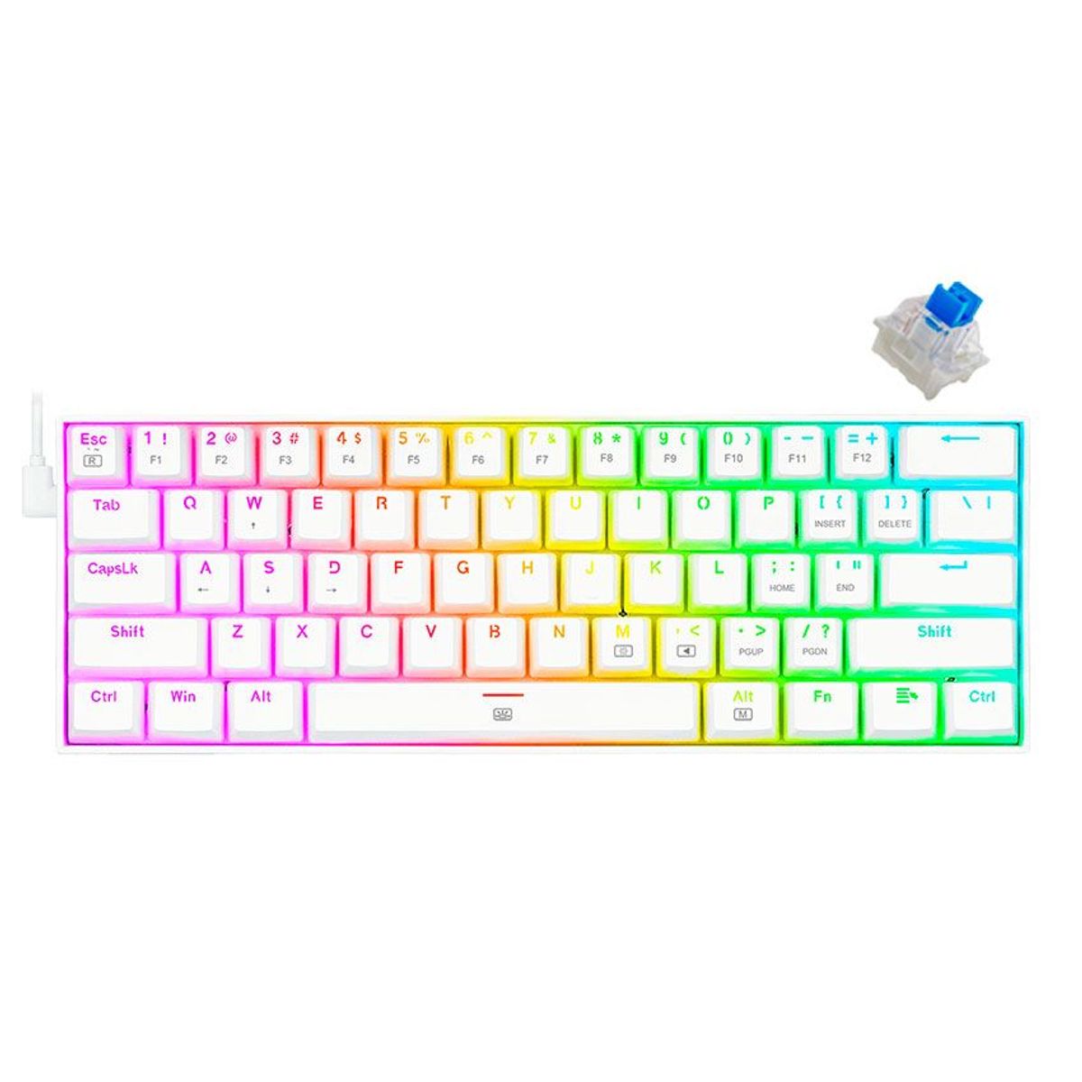 REDRAGON - Teclado Redragon DRAGONBORN English K630W-RGB WHITE BLUE SWITCH