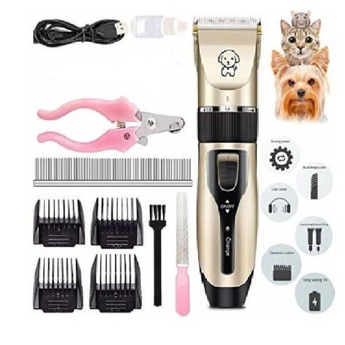 GENERICO - Kit Maquina Cortador De Pelo De Mascota Inalambrica