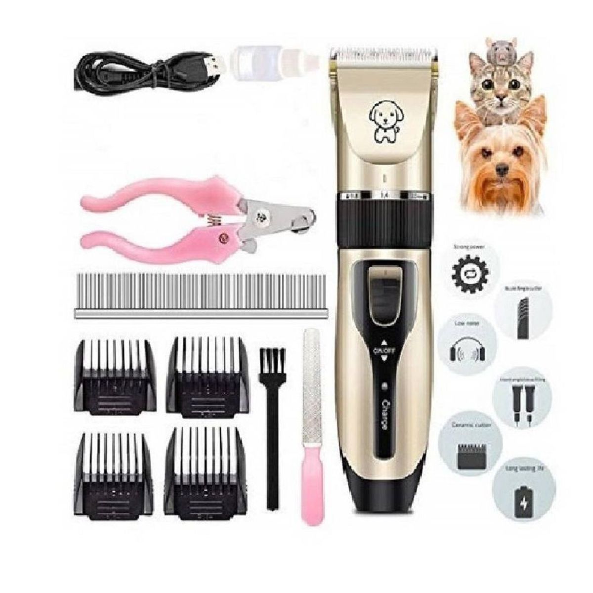 GENERICO - Kit Maquina Cortador De Pelo De Mascota Inalambrica