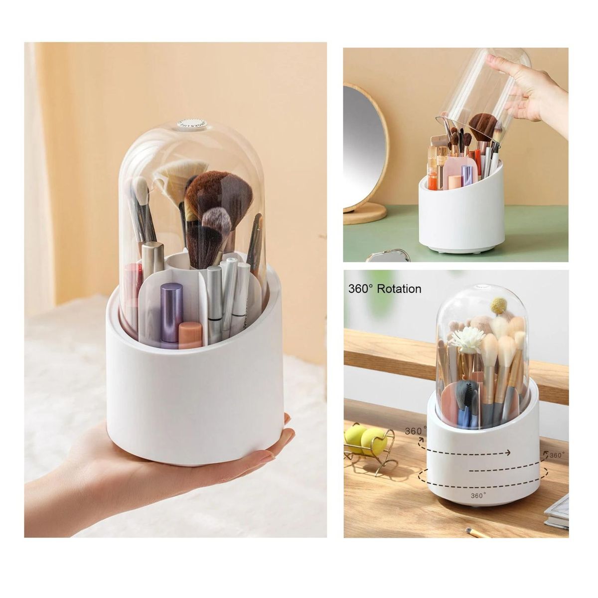 OEM - Organizador Protector de Maquillaje Cosméticos Porta Brochas Giratorio
